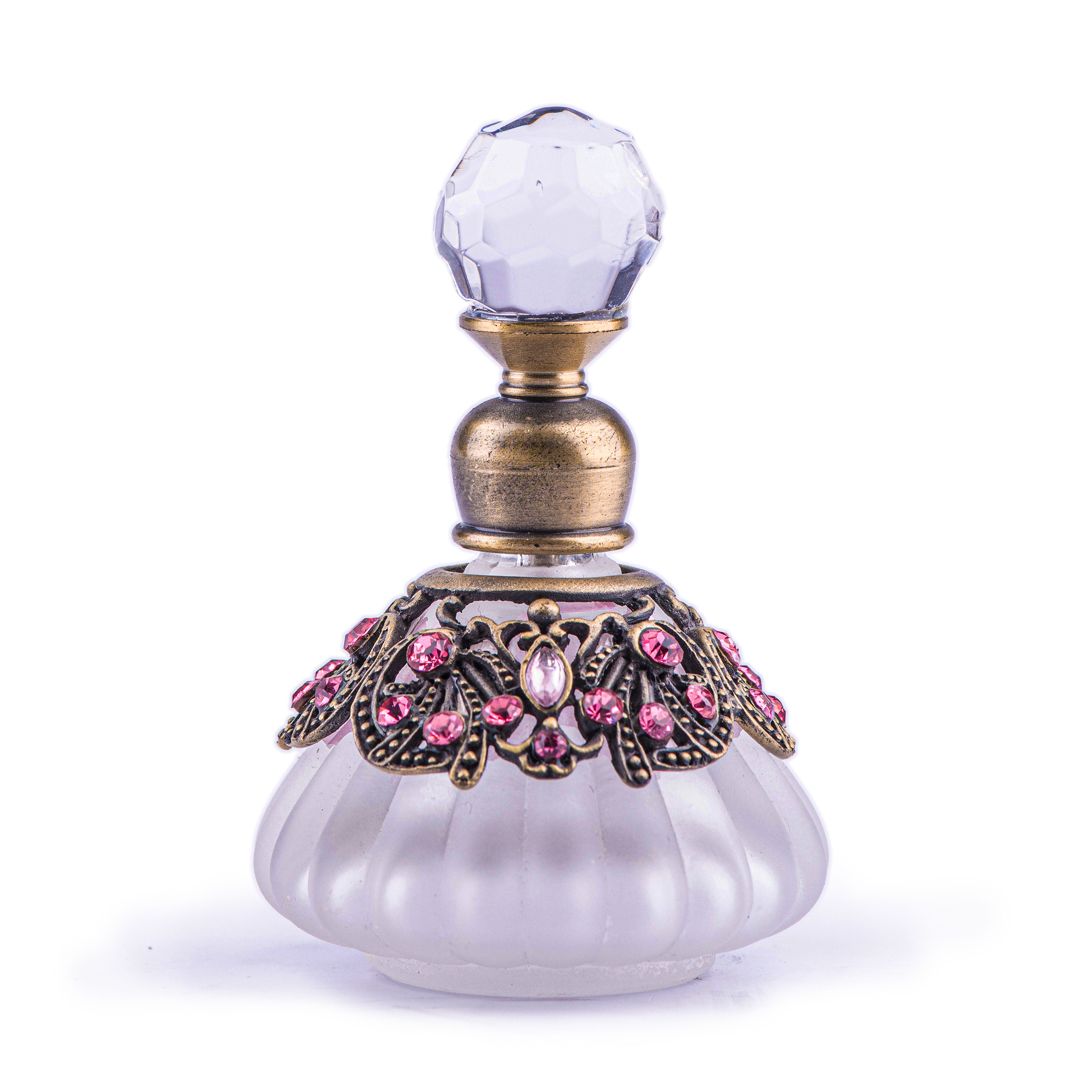 Welforth. Transparent Perfume Bottle Studded with Pink Rhinestones. 17 ML