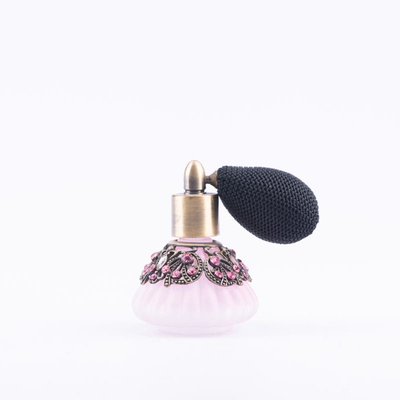 Welforth. Pink Perfume Bottle with Atomizer Studded with Rhinestone. 17 ML