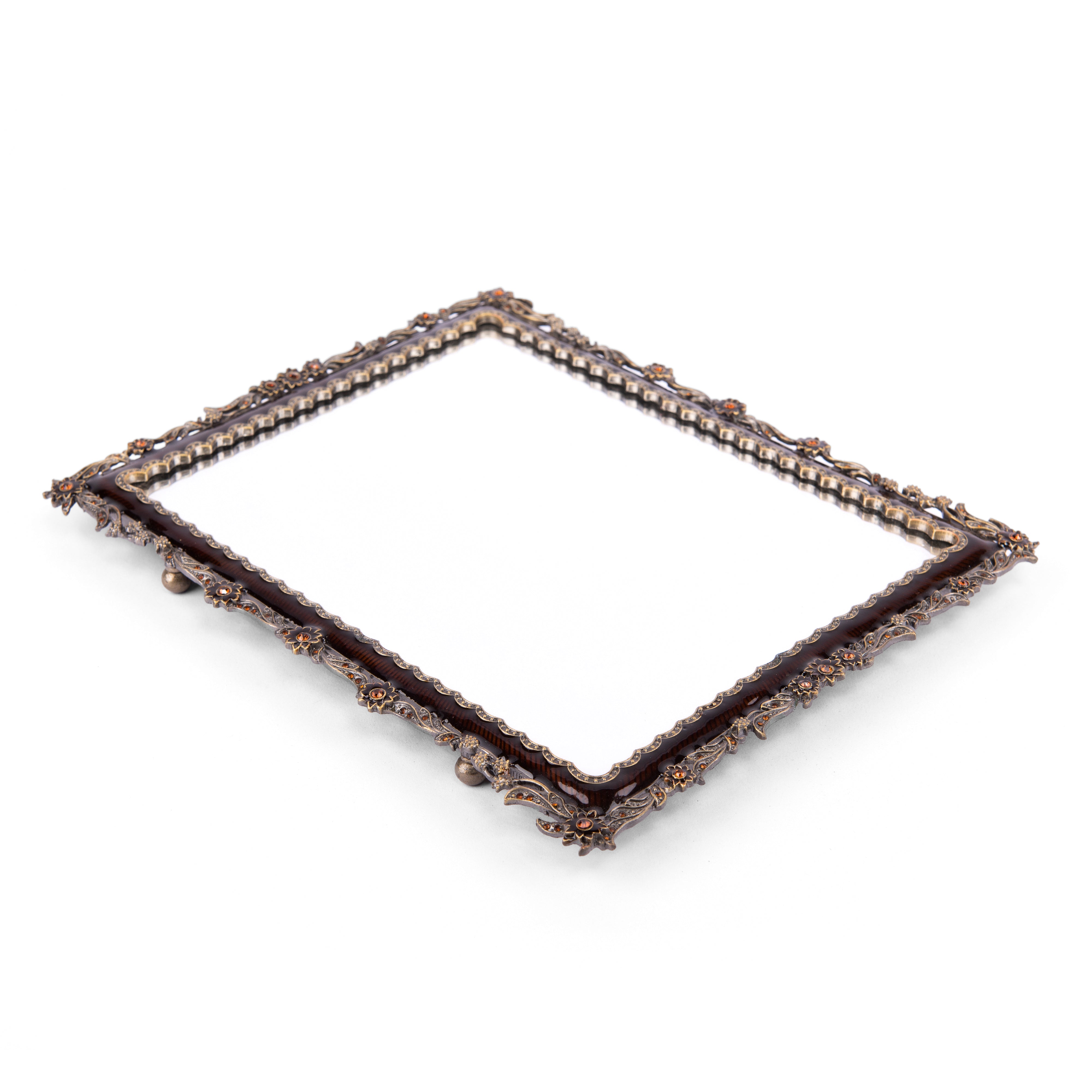 Welforth. Bronze Vanity Tray with Stones in Rectangular Shape