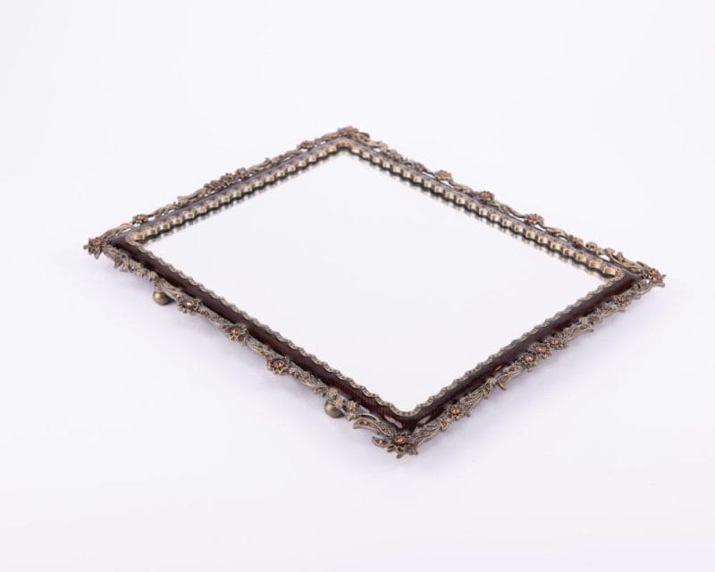 Welforth. Bronze Vanity Tray with Stones in Rectangular Shape