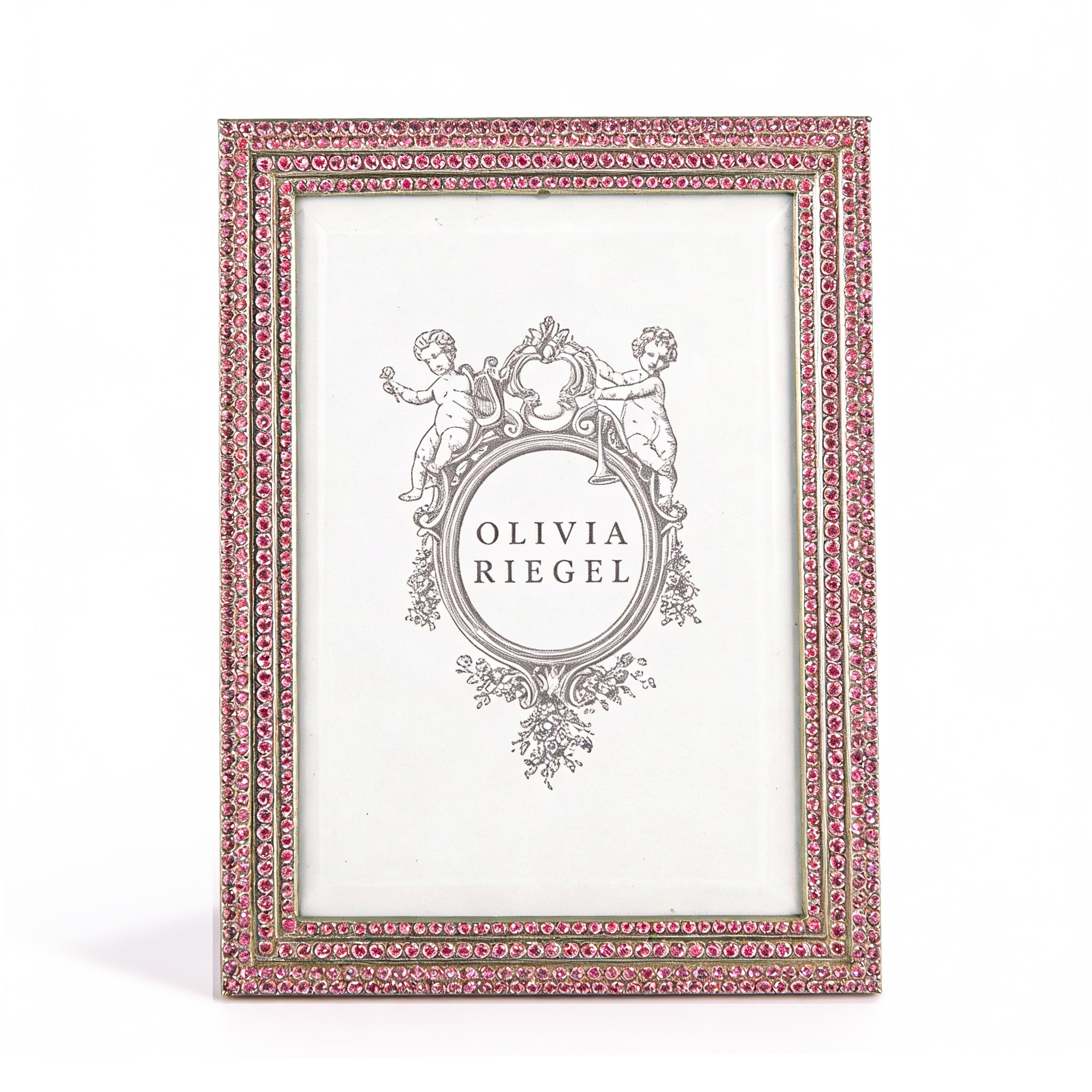 Olivia Riegel. Pink Pave Picture Frame Studded with Swarovski. Medium Size