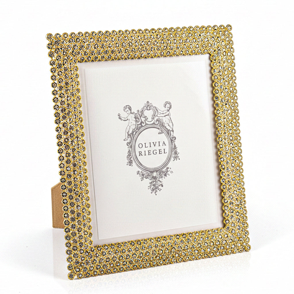 Olivia Riegel. Gold Picture Frame Studded with Swarovski. Large Size