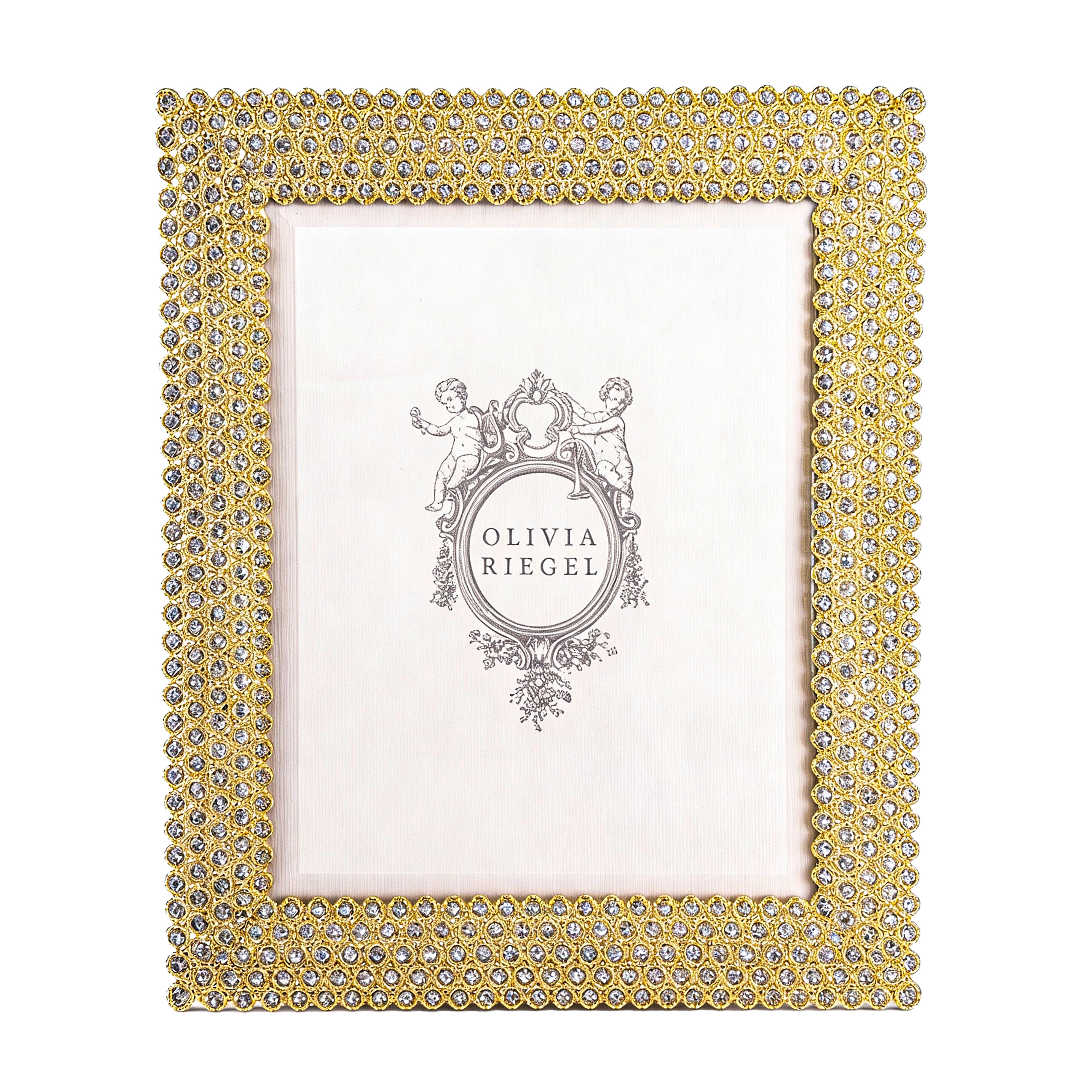 Olivia Riegel. Gold Picture Frame Studded with Swarovski. Large Size