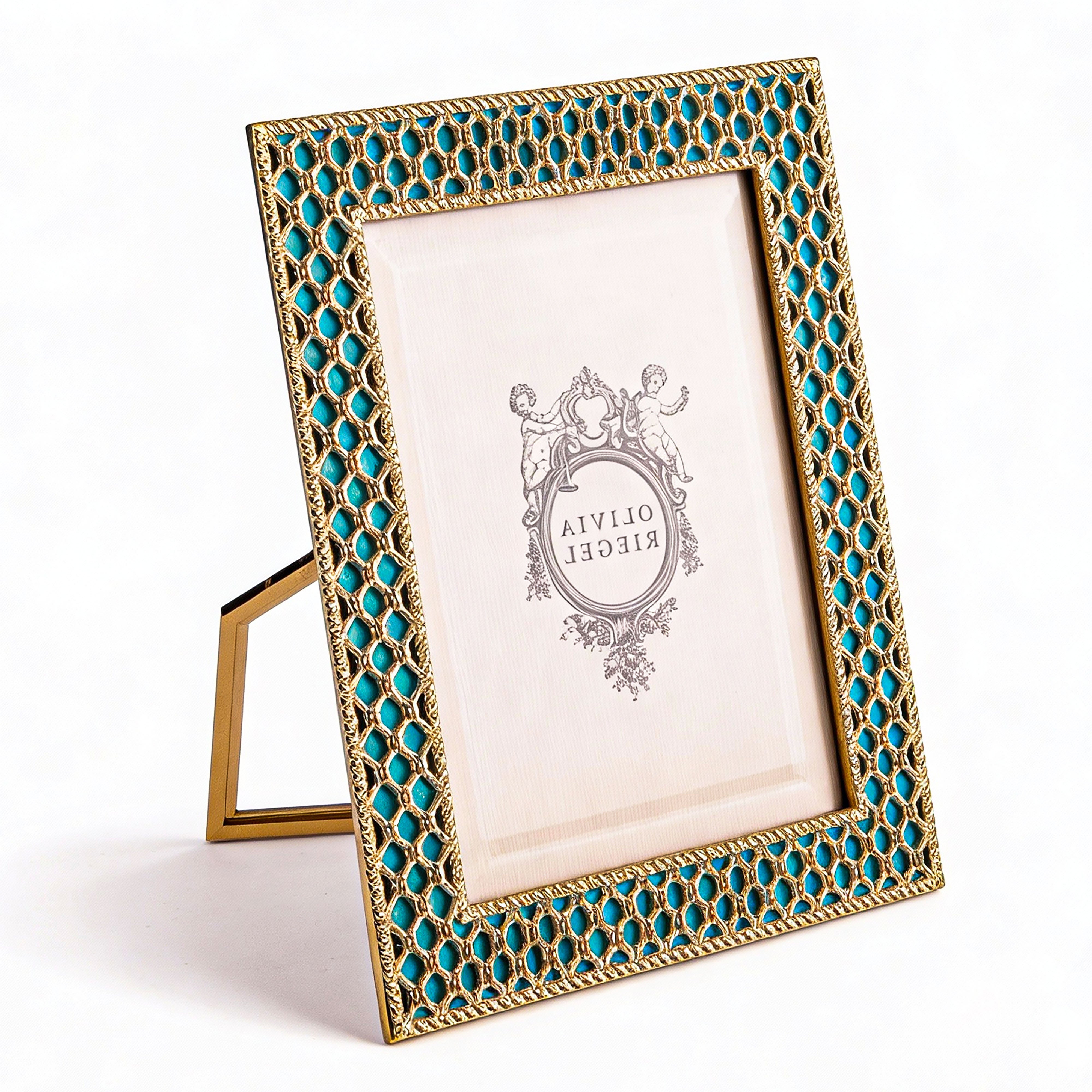 Olivia Riegel. Gold & Blue Picture Frame. Medium Size