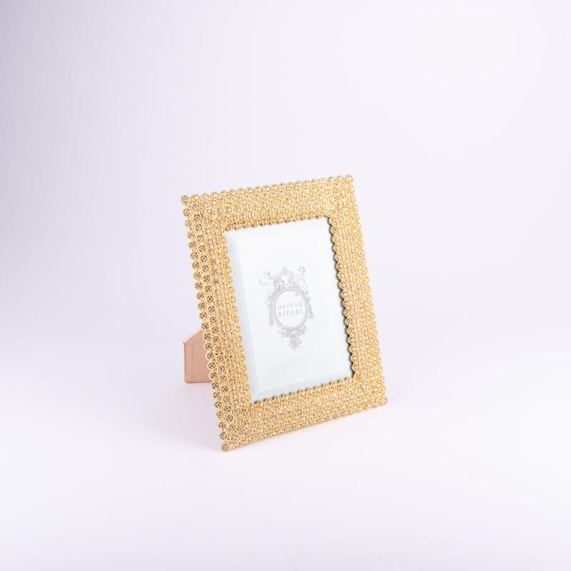 إطار صور ذهبي مرصع بكريستال سواروفسكي من أوليفيا ريجل. متوسط الحجم.