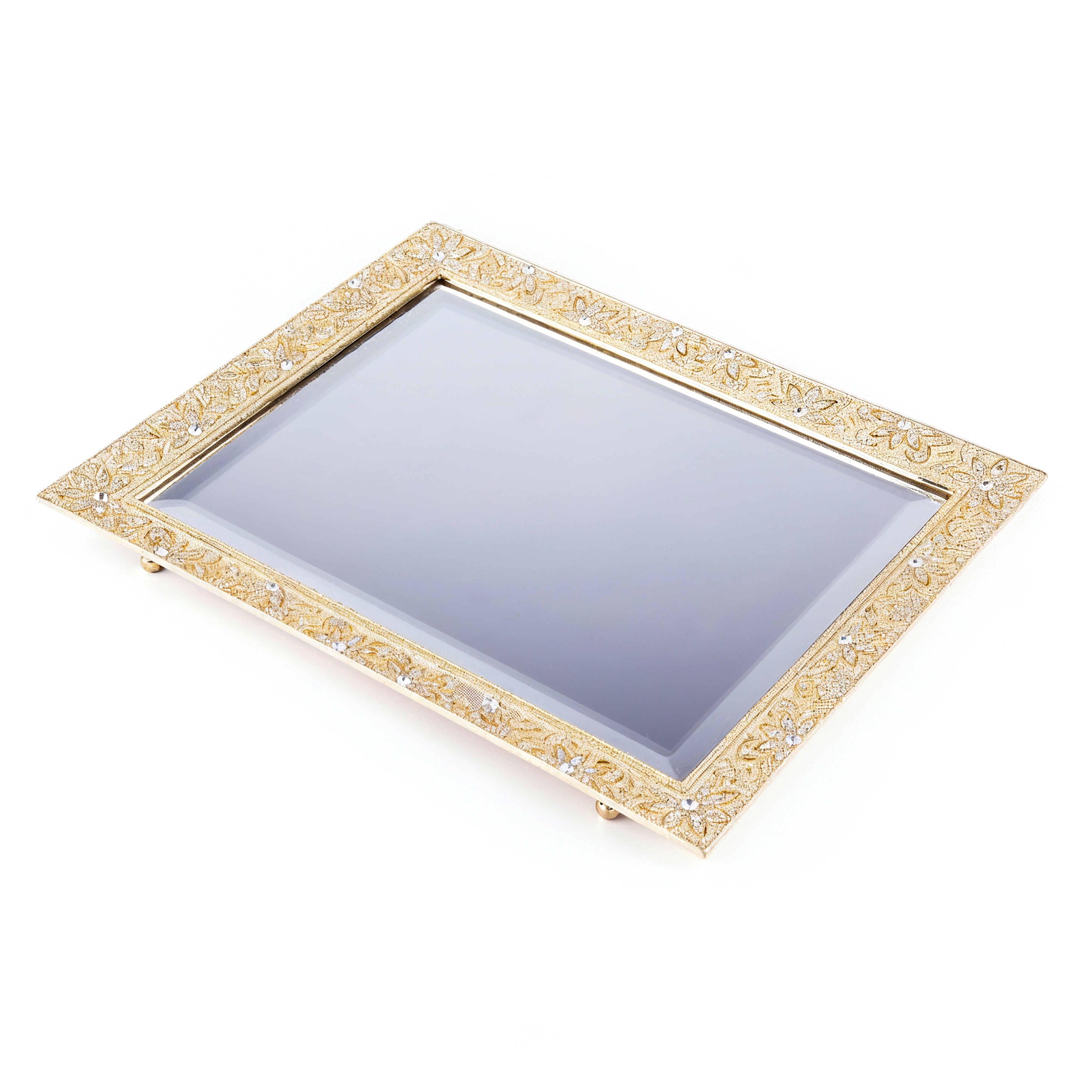 Olivia Riegel. Gold Windsor Tray Studded with Swarovski. Large Size