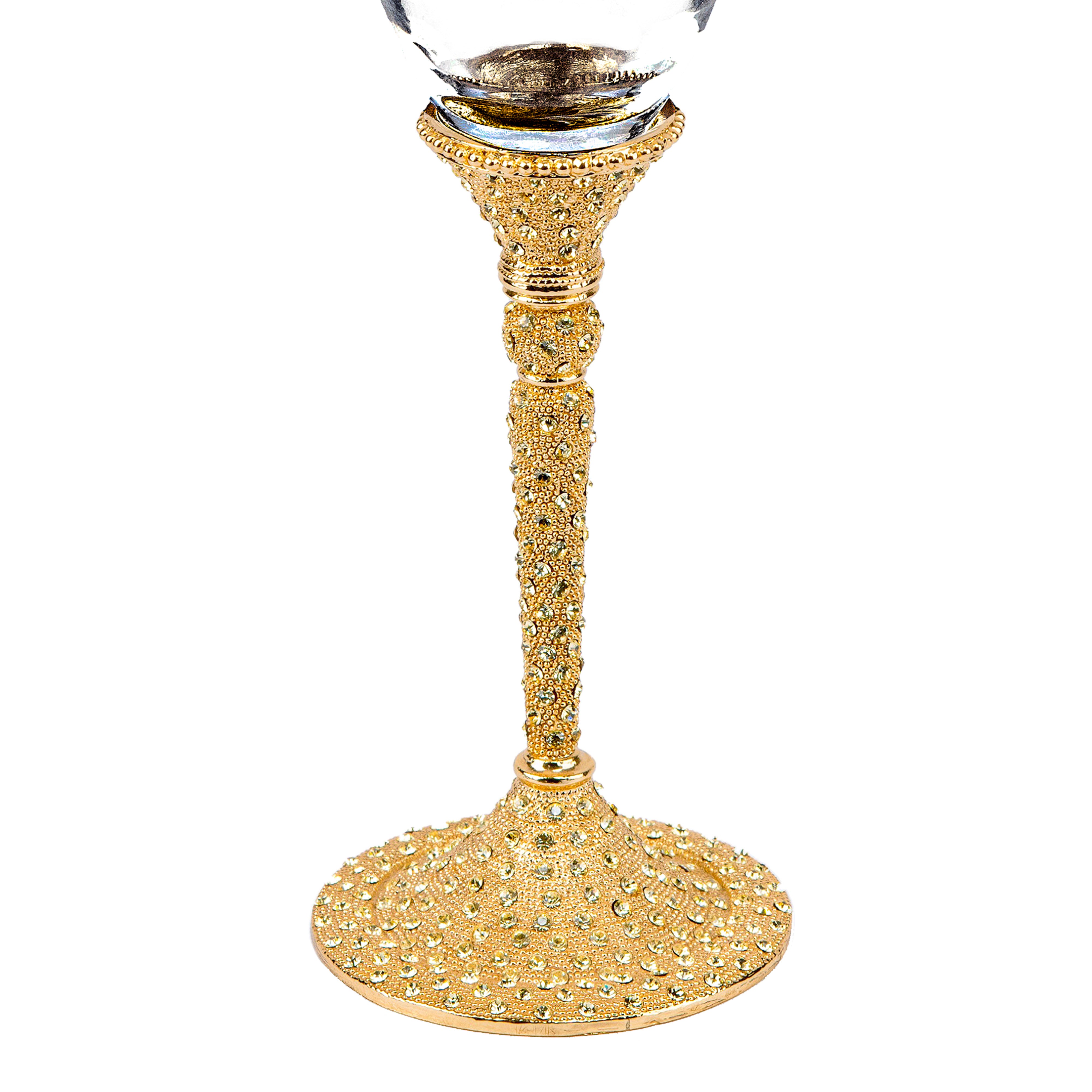 Tizo Design. Gold Drinking Glass Flute Studded with Crystals. Medium Size