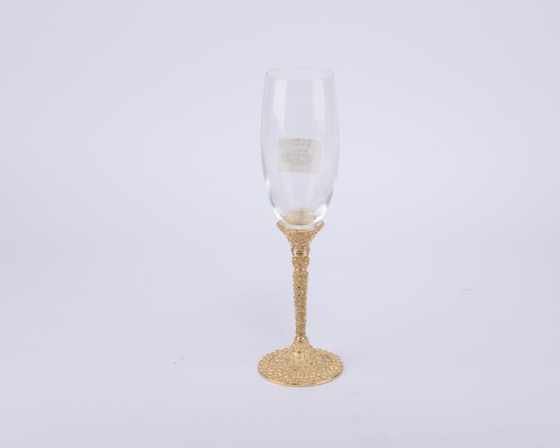 Tizo Design. Gold Drinking Glass Flute Studded with Crystals. Medium Size