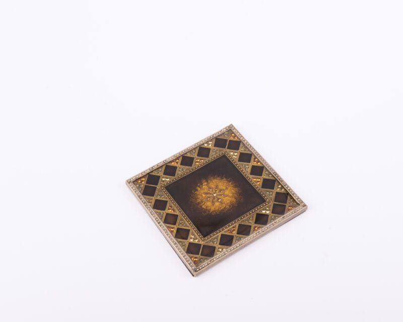 Tizo Design. Bronze & Brown Coaster Studded with Crystals. Small Size