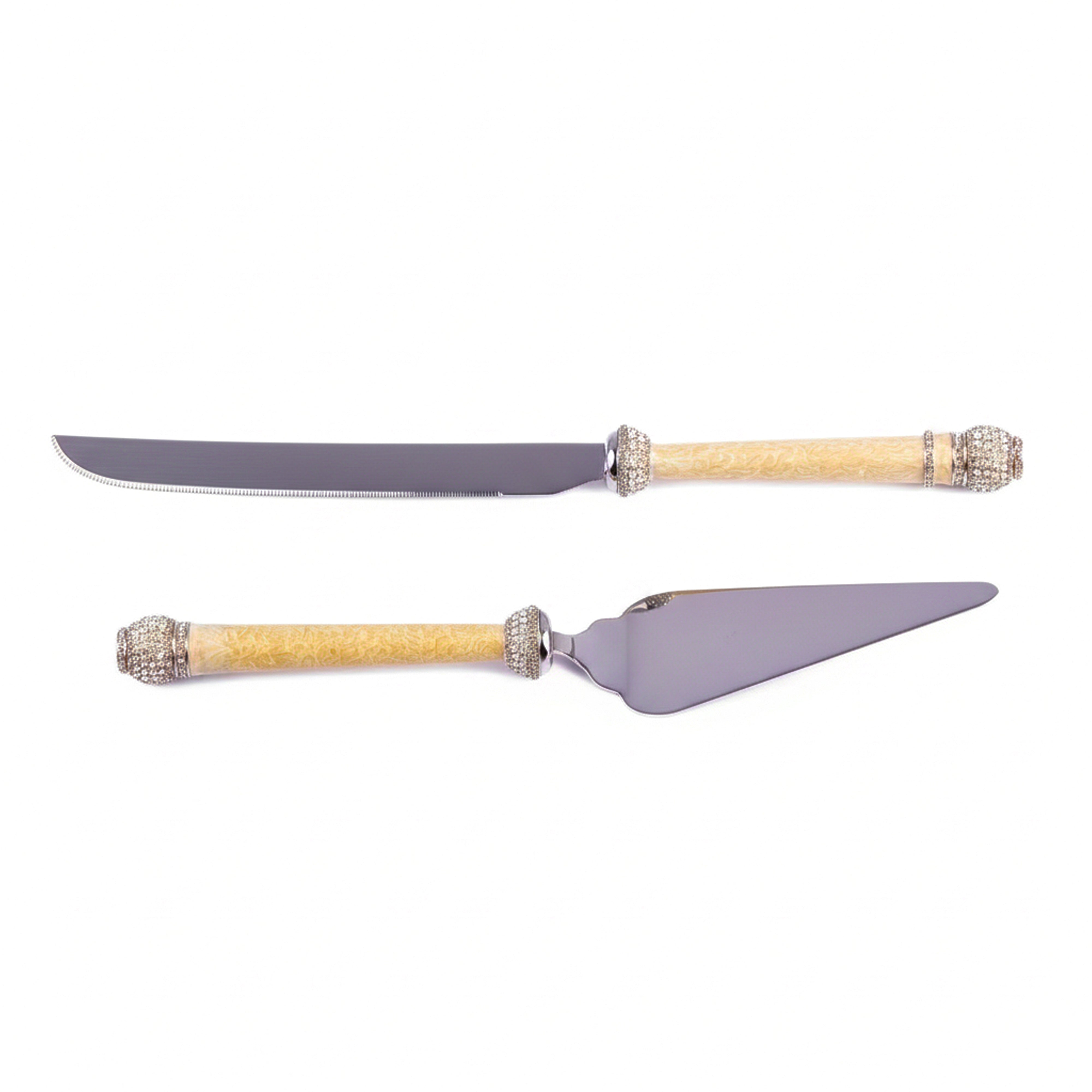 Tizo Design. Set of Cake Knife & Server Studded with Swarovski. Large Size
