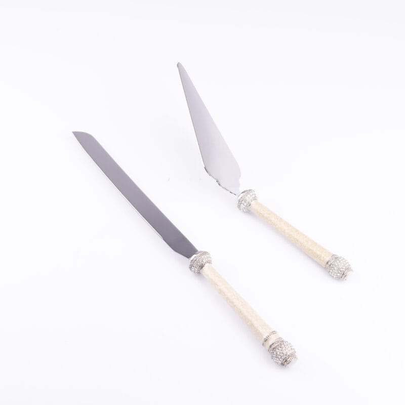 Tizo Design. Set of Cake Knife & Server Studded with Swarovski. Large Size