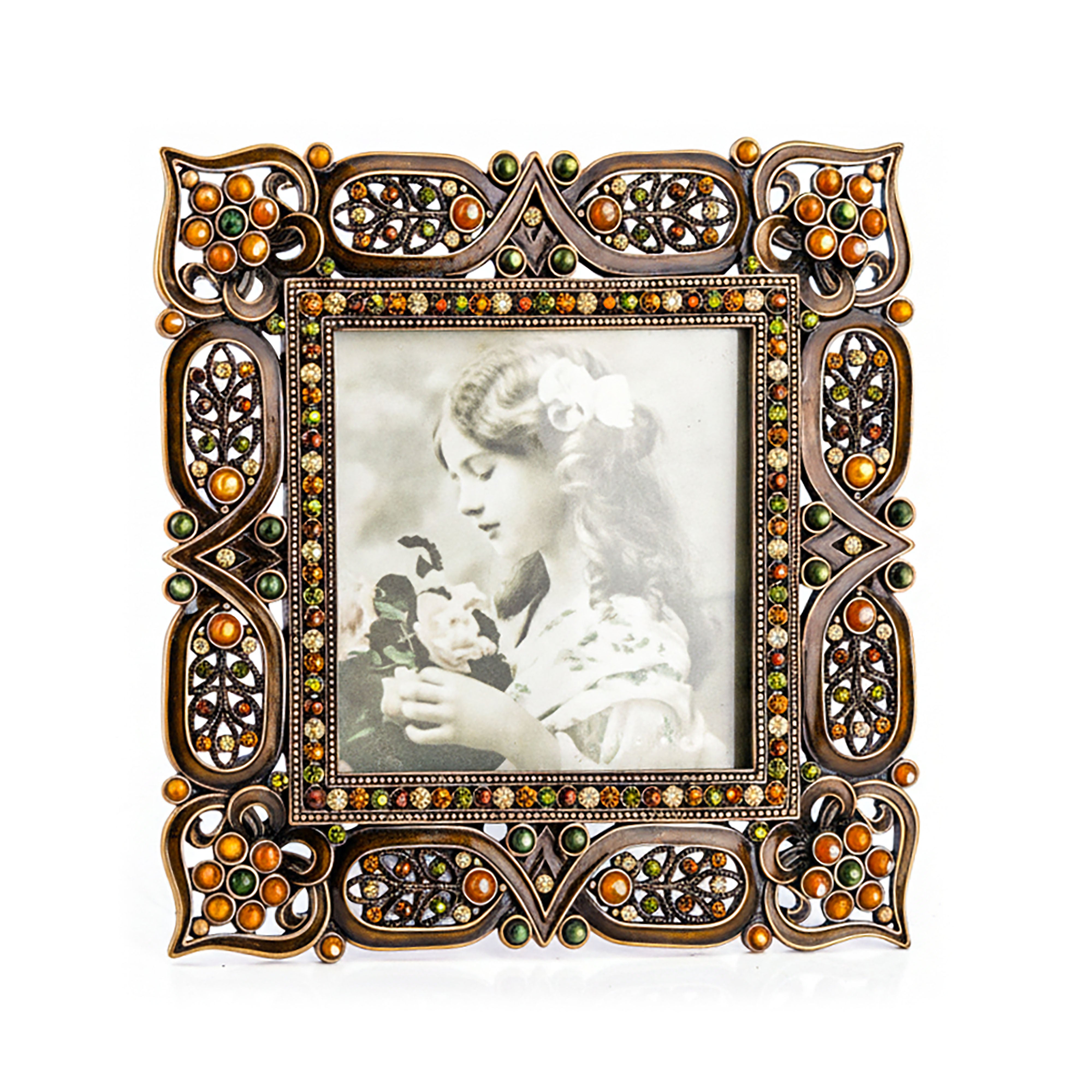Tizo Design. Brown Enamel Photo Frame Studded with Crystals