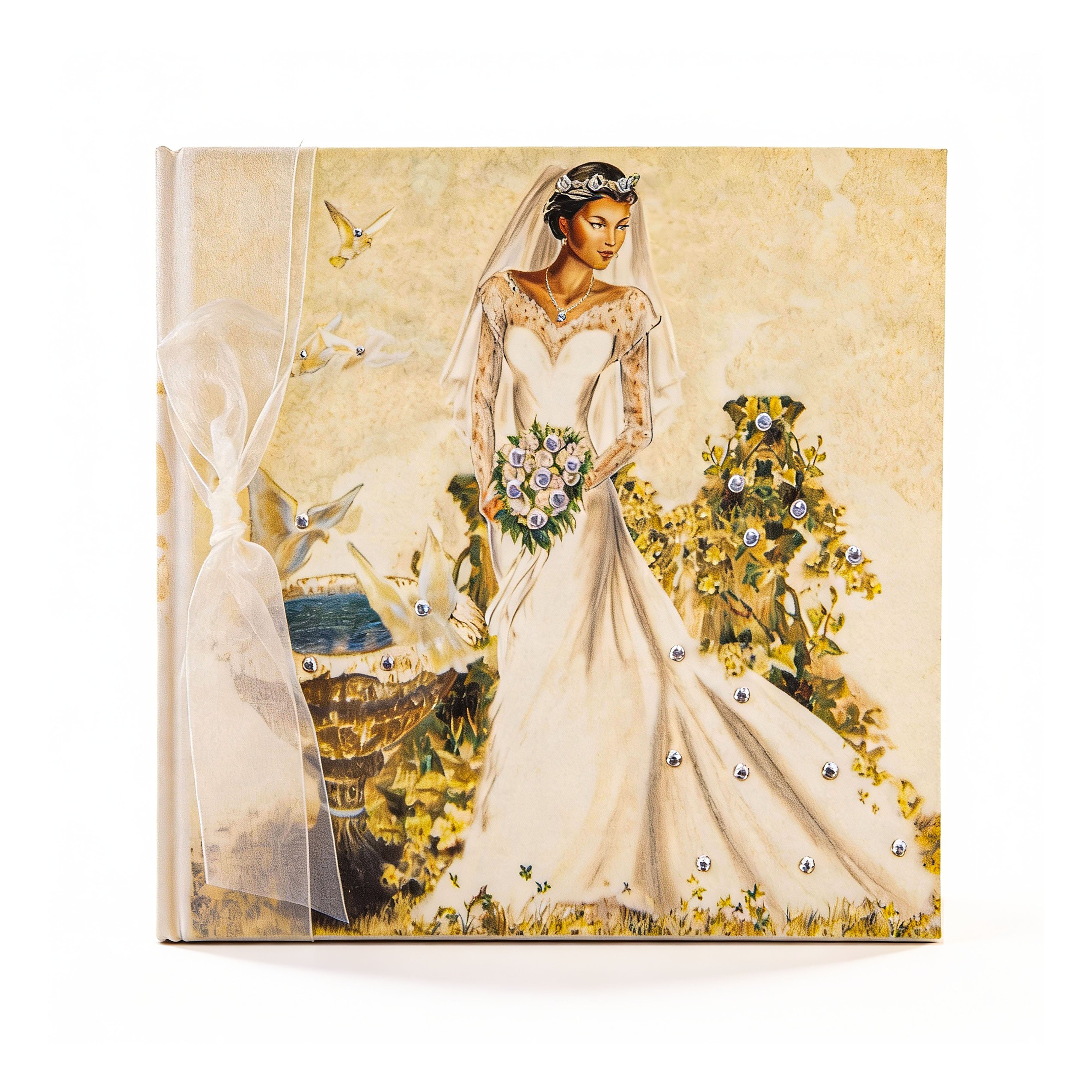 Terra Tradition. Bride Guest Book with Swarovski Crystals & Ribbon