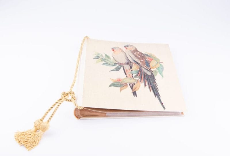 Terra Tradition. Linen Photo Album with Love Birds & Swarovski Crystals