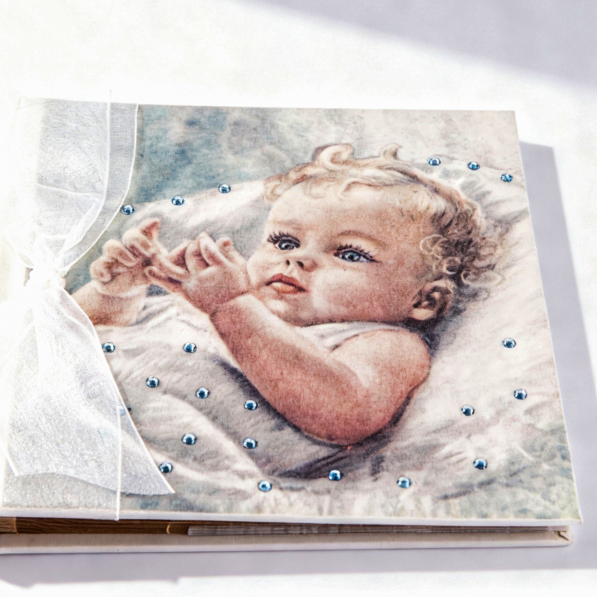 Terra Tradition. Baby Photo Album with Blue Swarovski Crystals