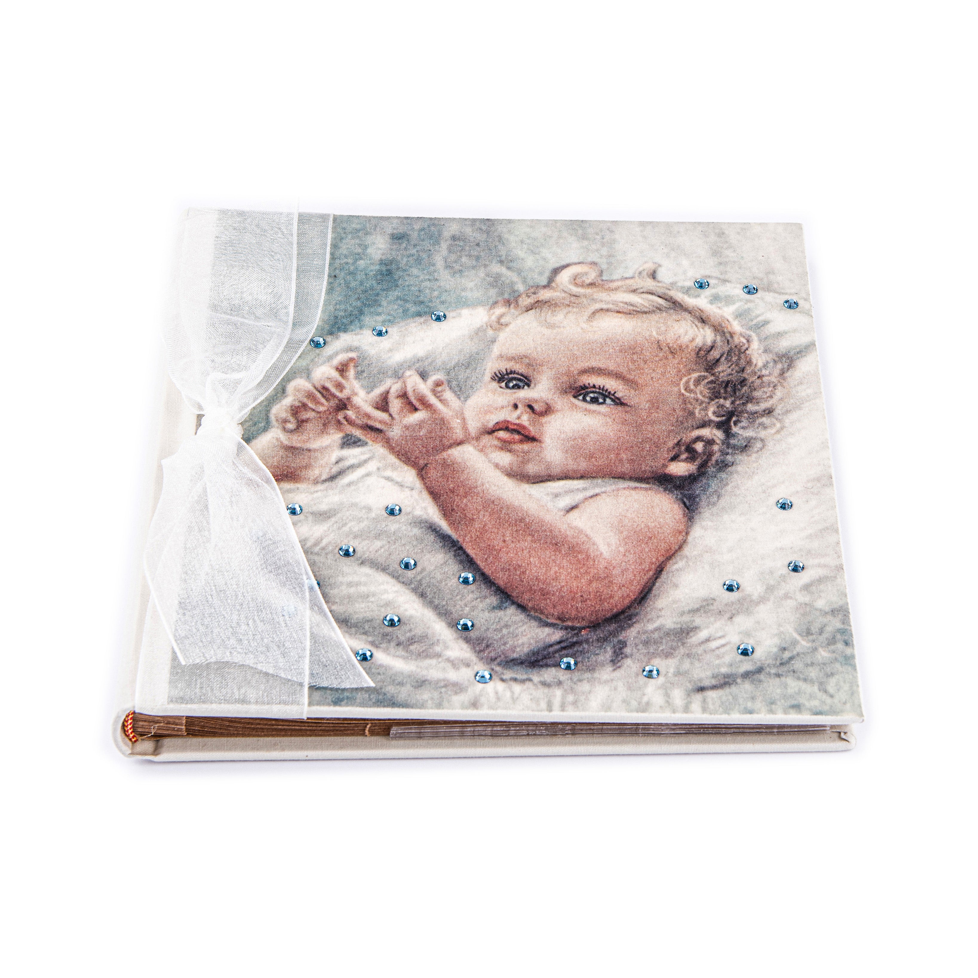 Terra Tradition. Baby Photo Album with Blue Swarovski Crystals