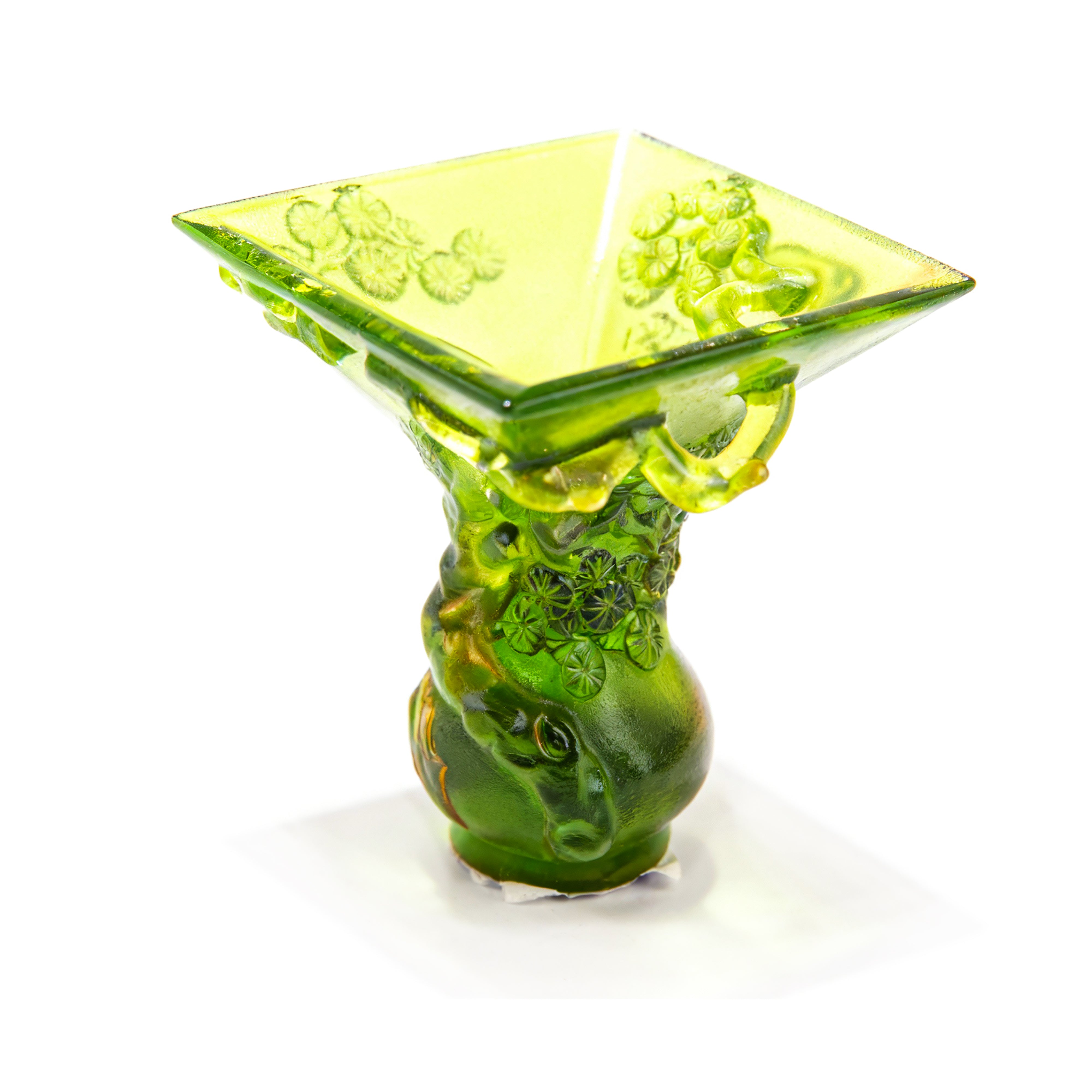 Liuligongfang Glass. Green Crystal Figurine. Small Size