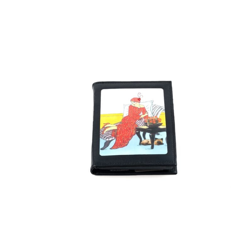 Personalized Expressions. Memo Pad with Calculator Featuring a Lady in Red Illustration. Small Size