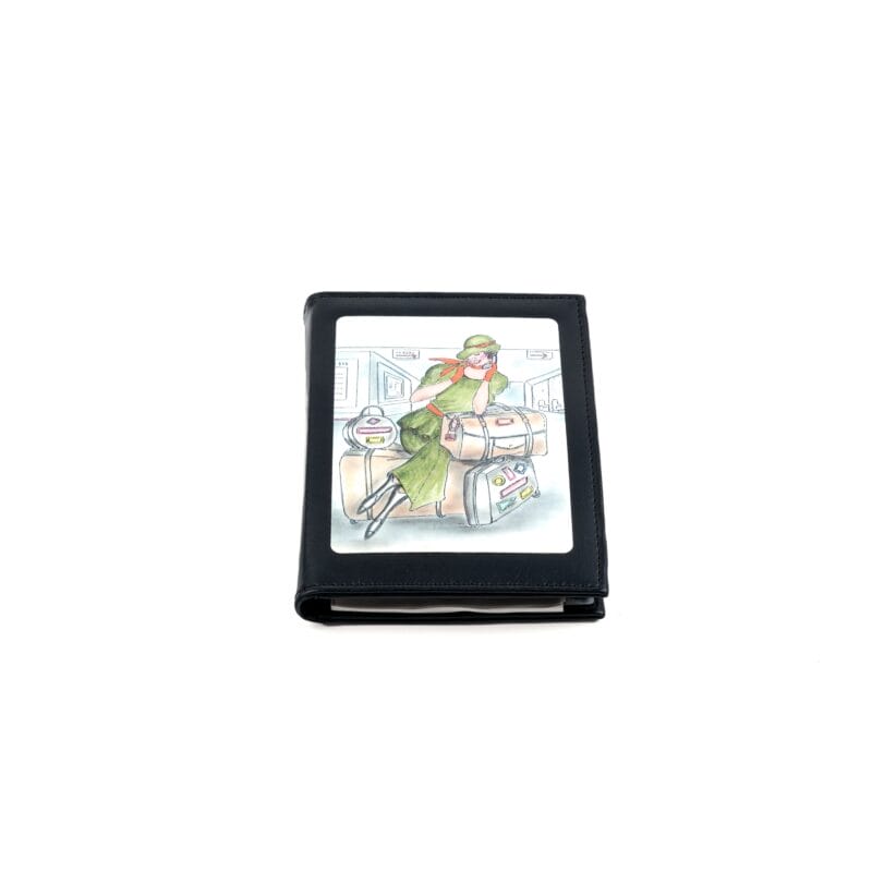 Personalized Expressions. Memo Pad with a Calculator Featuring a Lady in Green Illustration. Small Size