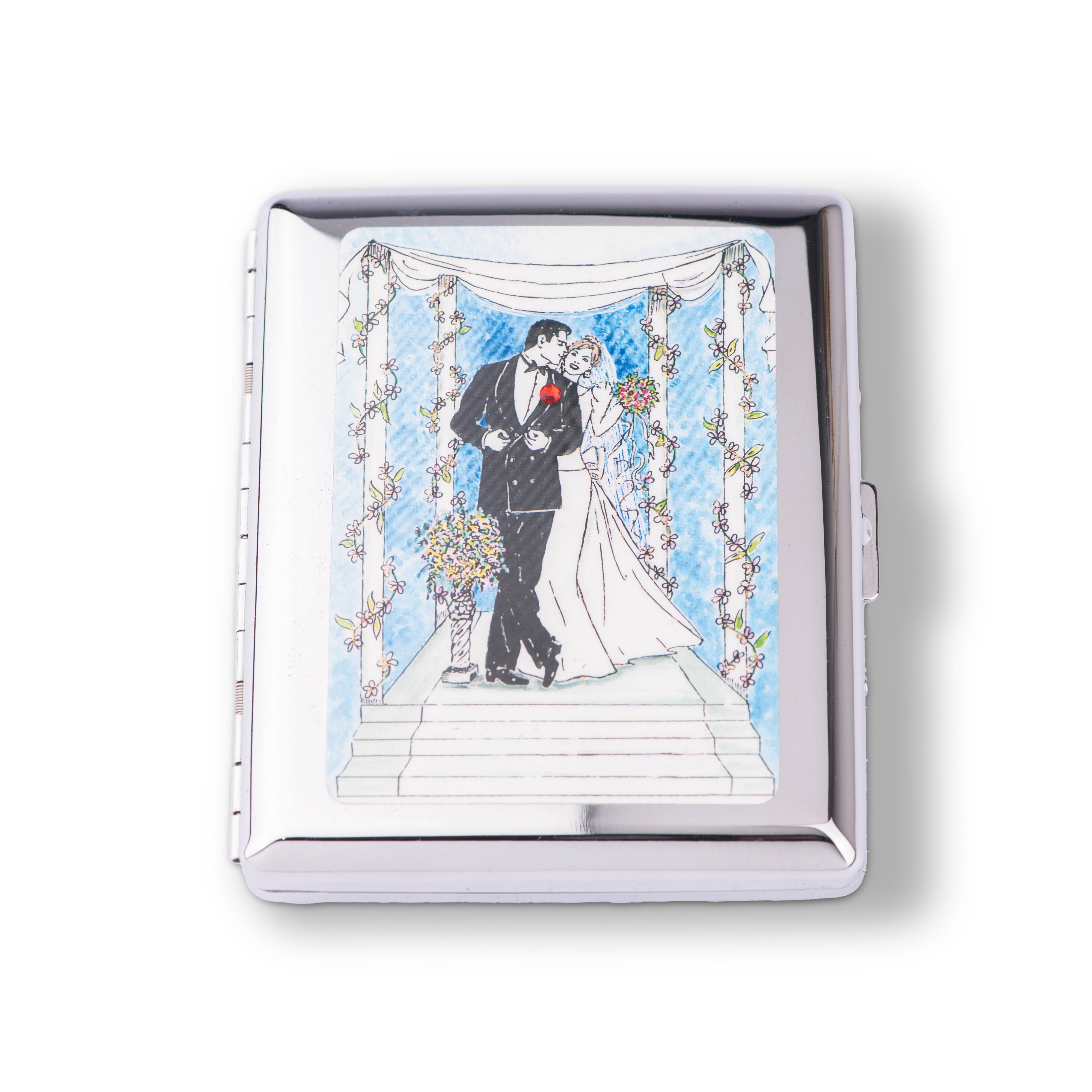 Personalized Expressions. Cigarette Case in Bride & Groom Design