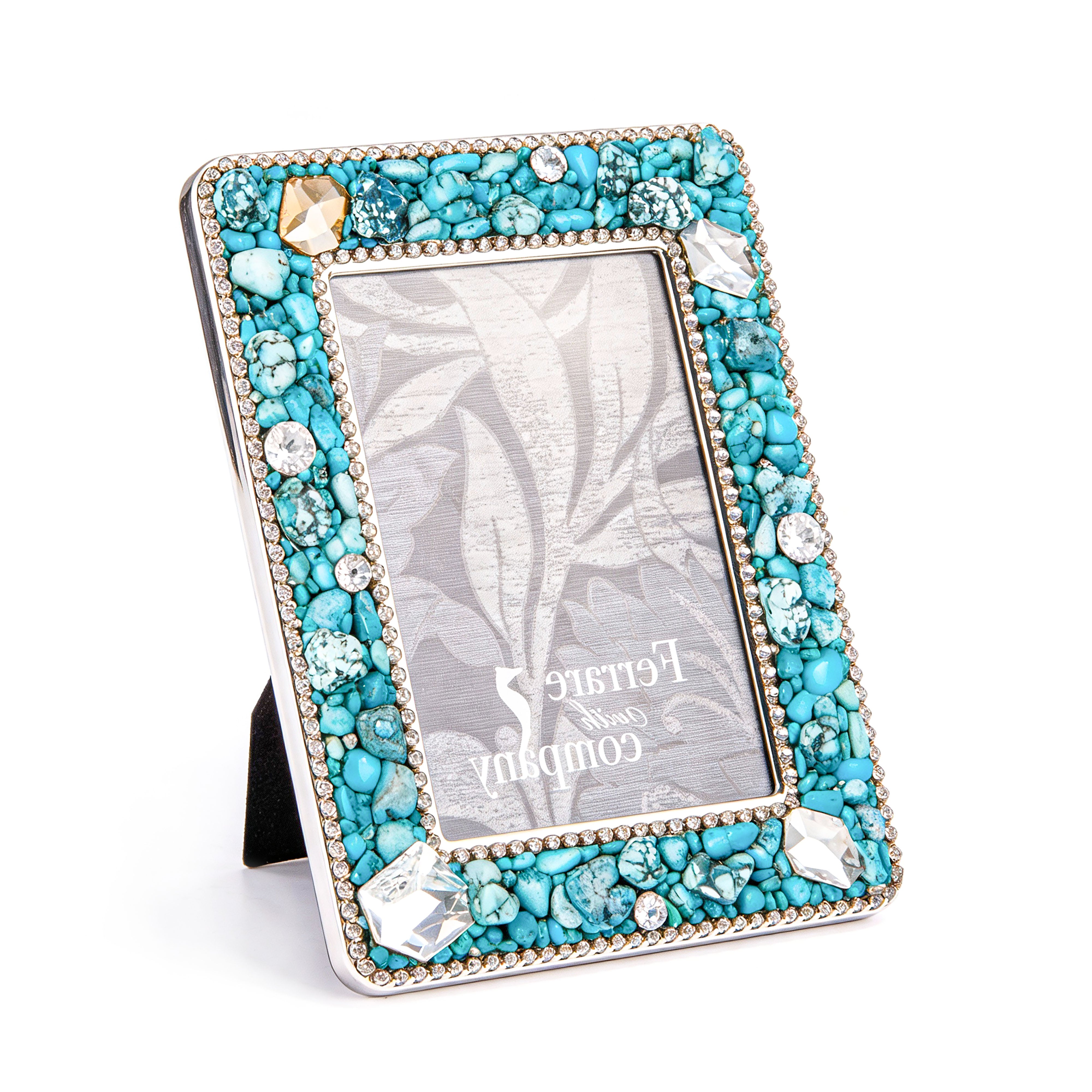 Ferrare With Company. Picture Frame Encrusted with Turquoise Stones And Swarovski