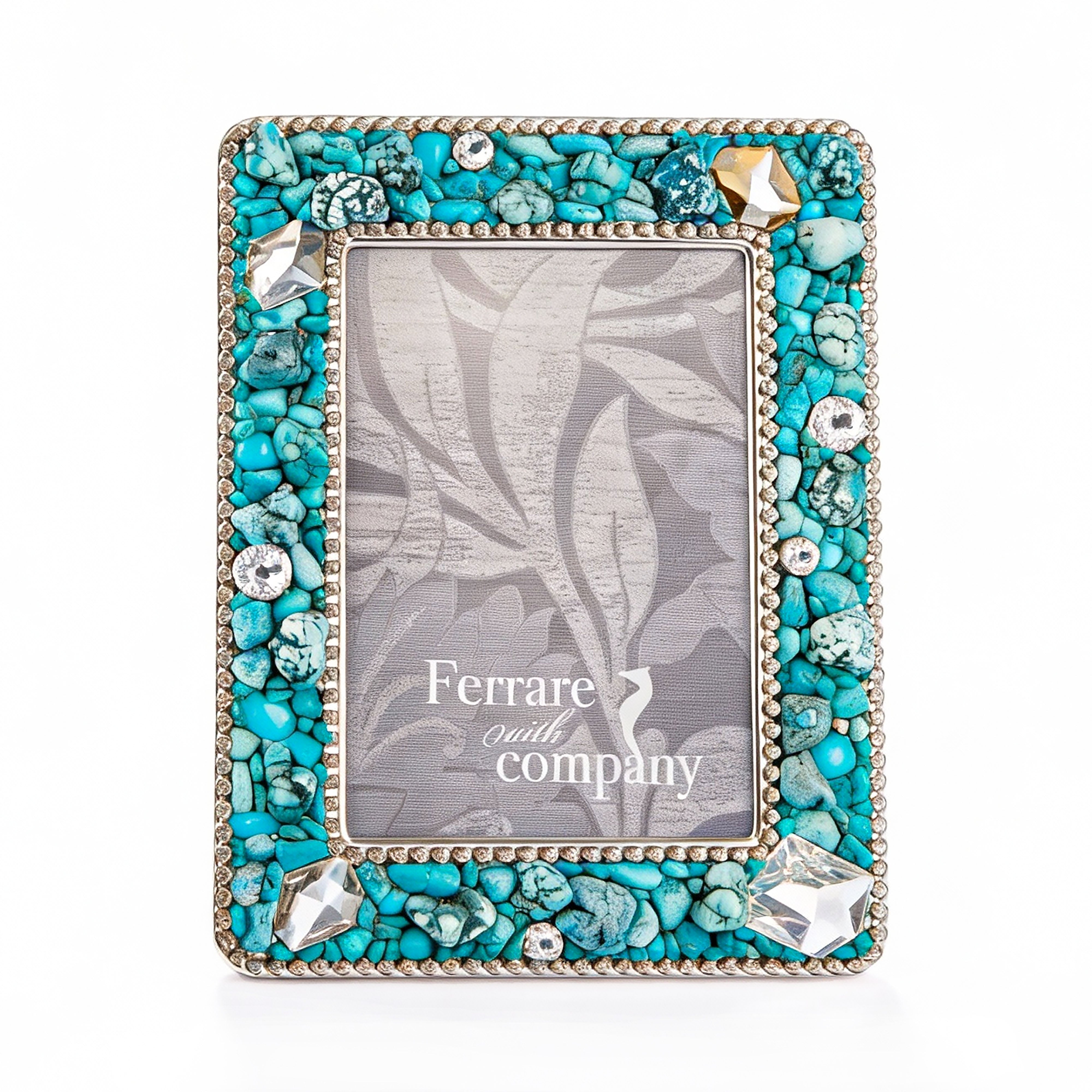 Ferrare With Company. Picture Frame Encrusted with Turquoise Stones And Swarovski