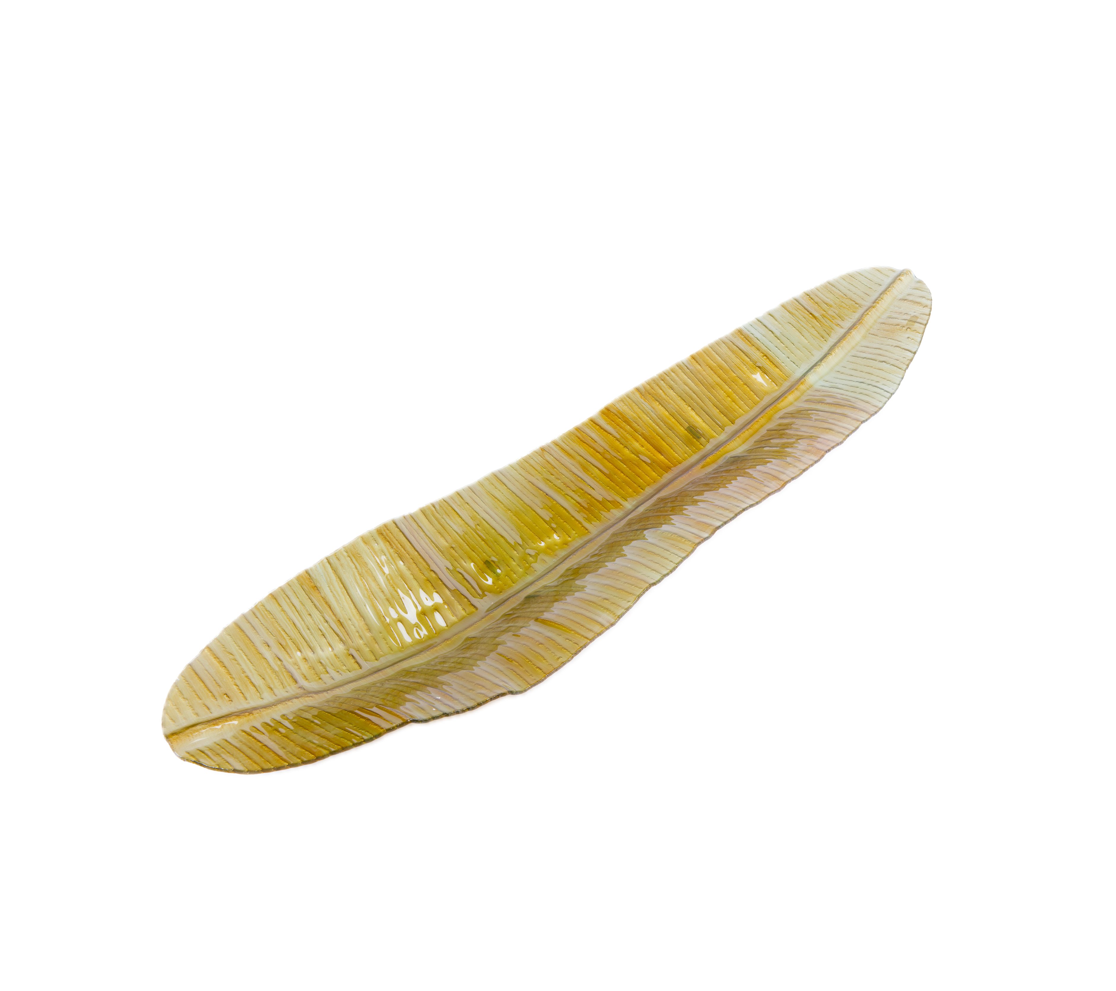 Roberta Schilling Collection. French Crystal Platter in The Shape of A Banana Leaf. Large Size