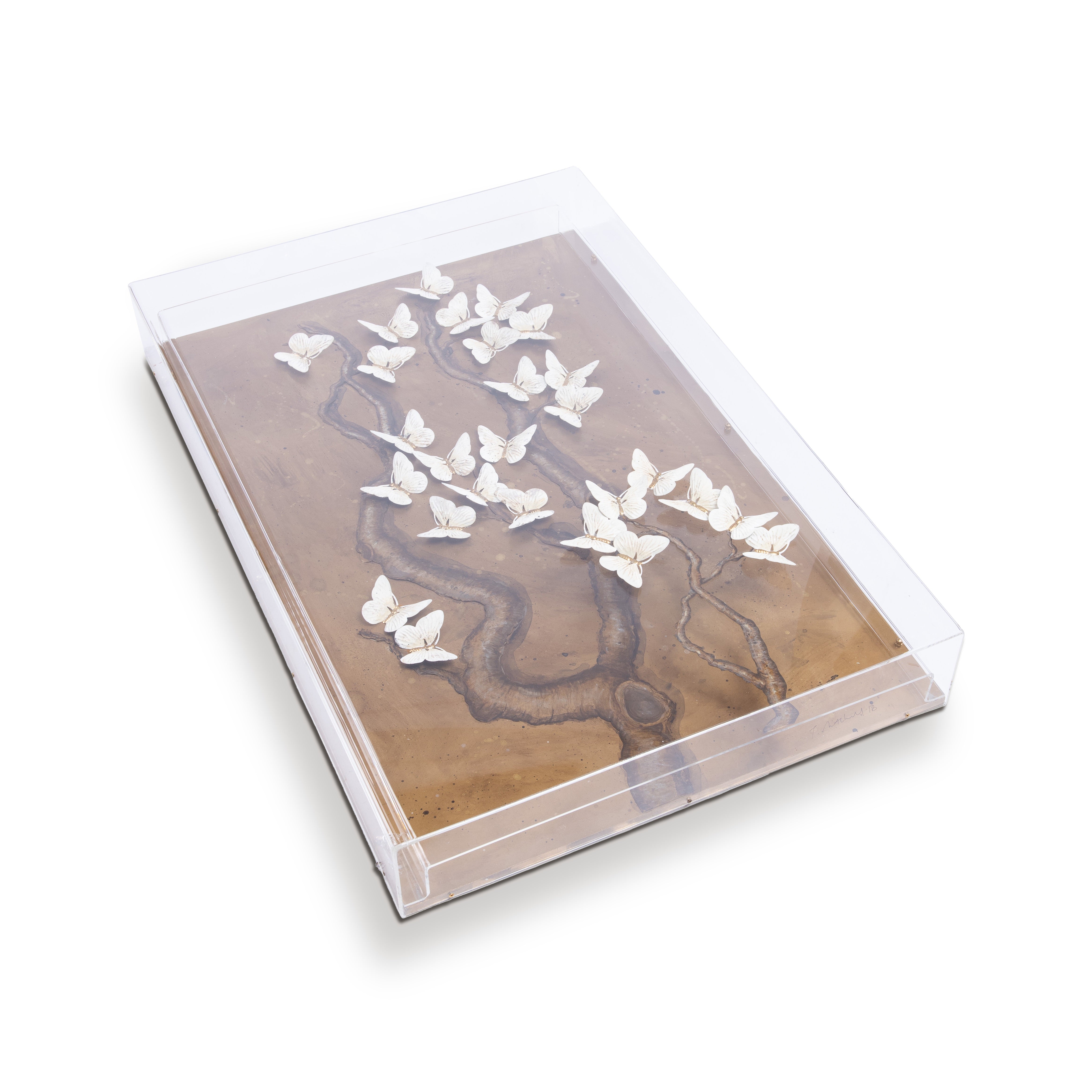 Tommy Mitchell. Butterfly Study Wall Art with Tree. Large Size