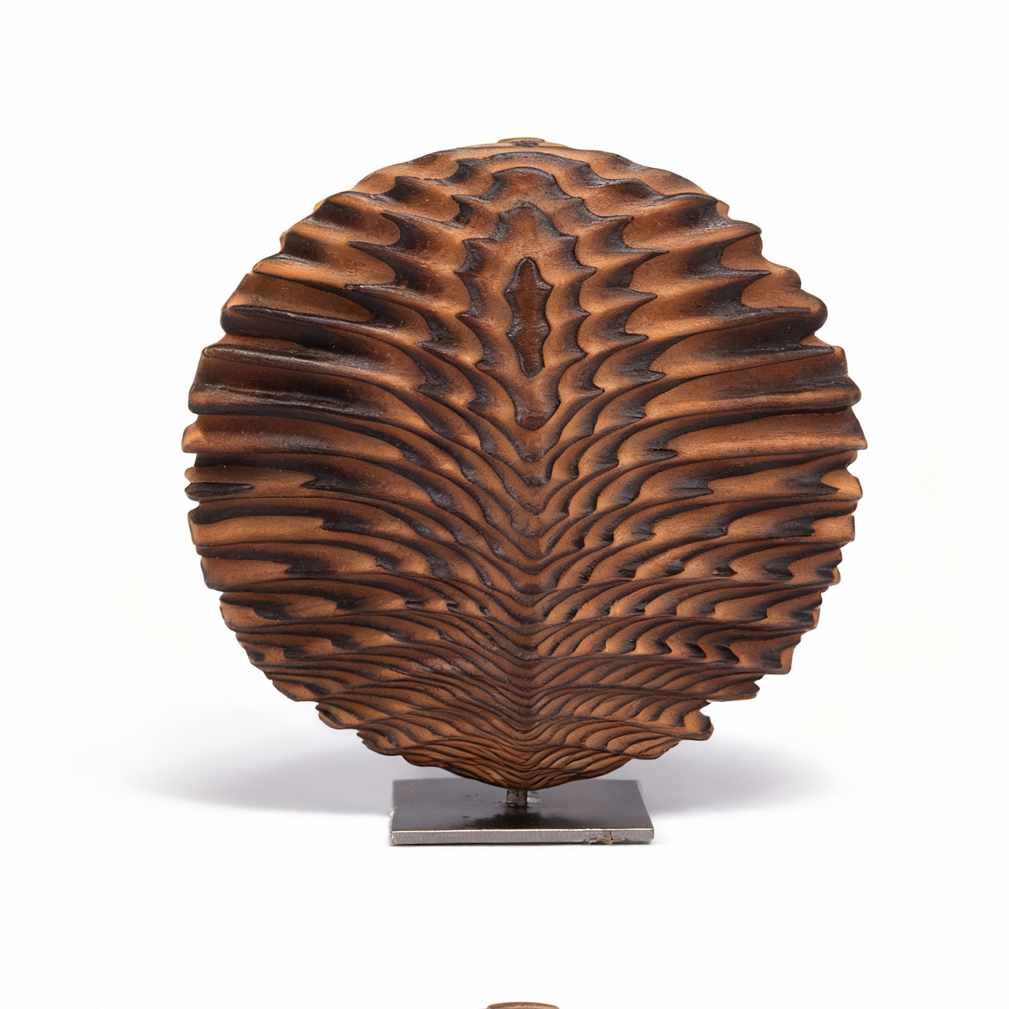 Etienne Moyat. Leaf Chocolate Wood Sculpture. Medium Size