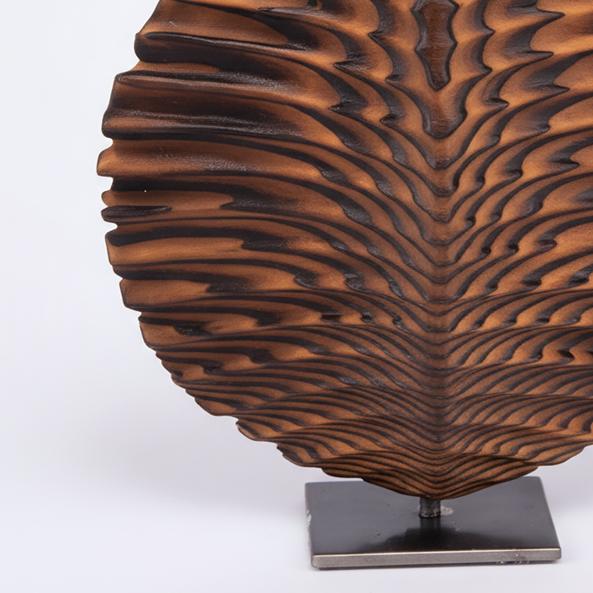Etienne Moyat. Leaf Chocolate Wood Sculpture. Medium Size
