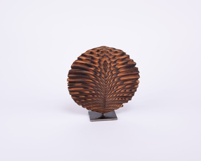 Etienne Moyat. Leaf Chocolate Wood Sculpture. Medium Size