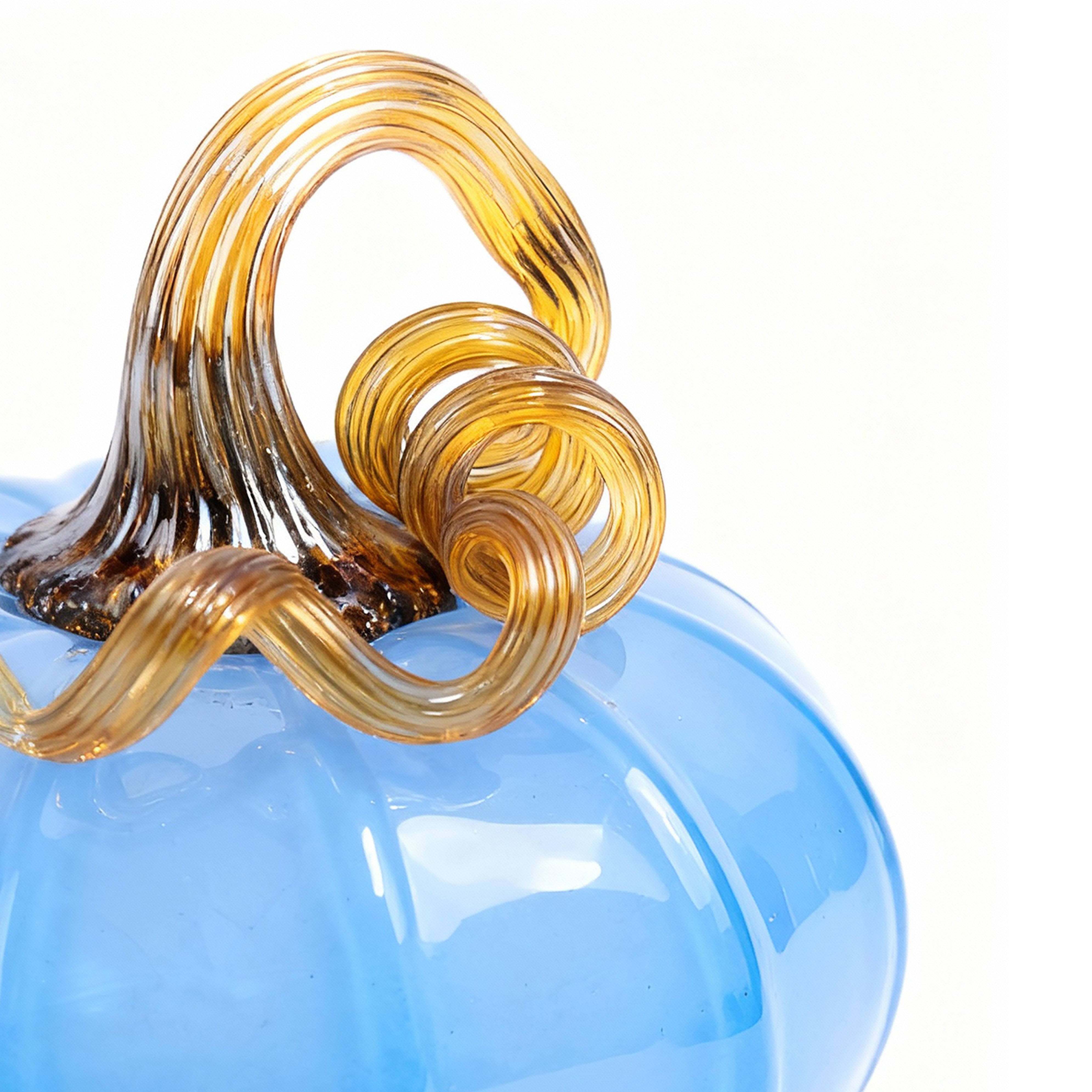 Walker & Bowes. Blue Glass Pumpkin Sculpture. Medium Size