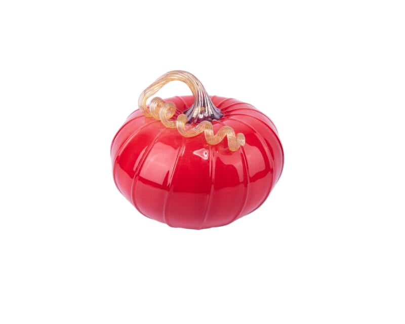 Walker & Bowes. Red Glass Pumpkin Sculpture. Large Size