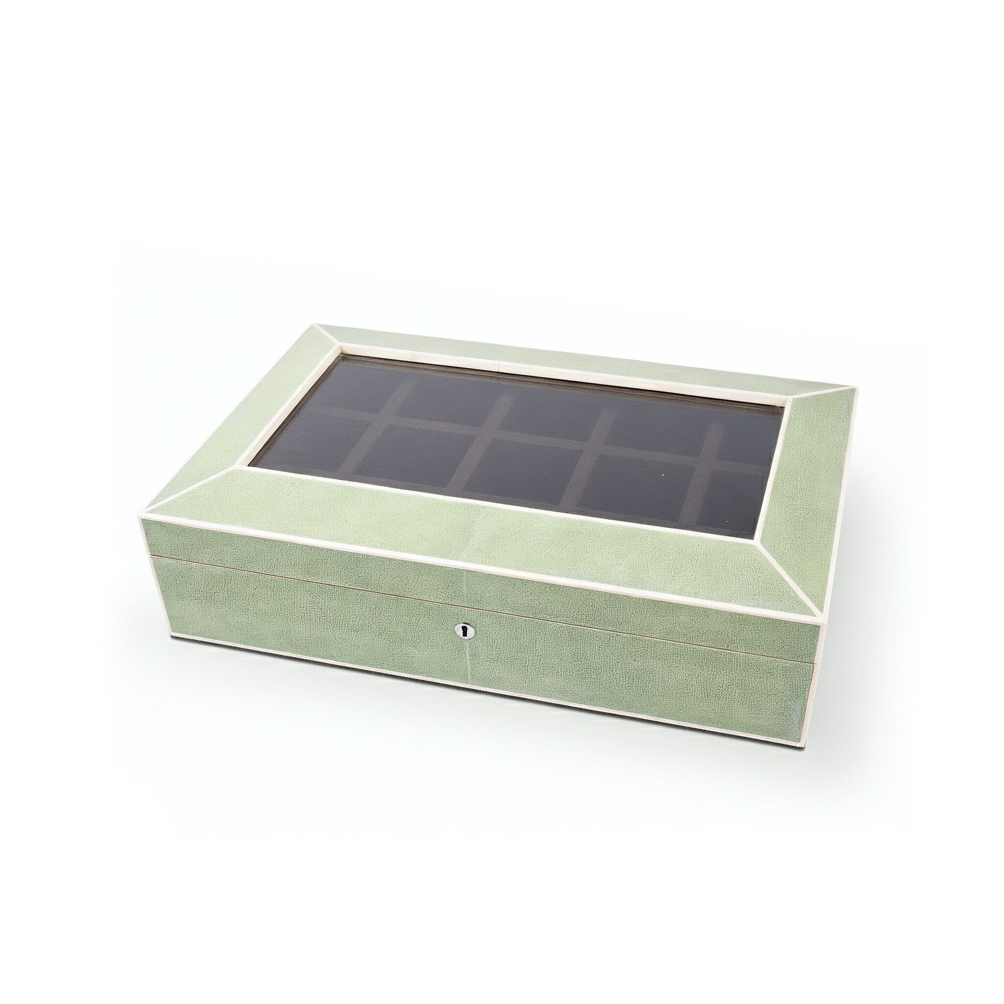 Ginger Brown. Green Seashell Luxury Jewellery Box. Large Size