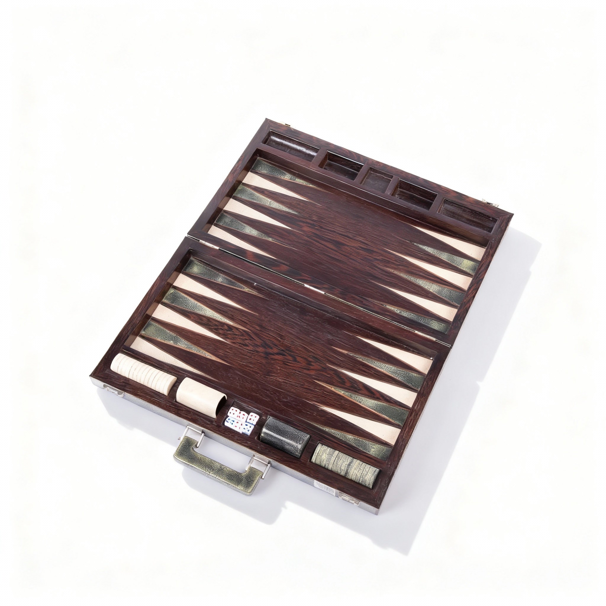 Ginger Brown. Vintage Backgammon Board in Leather Case.