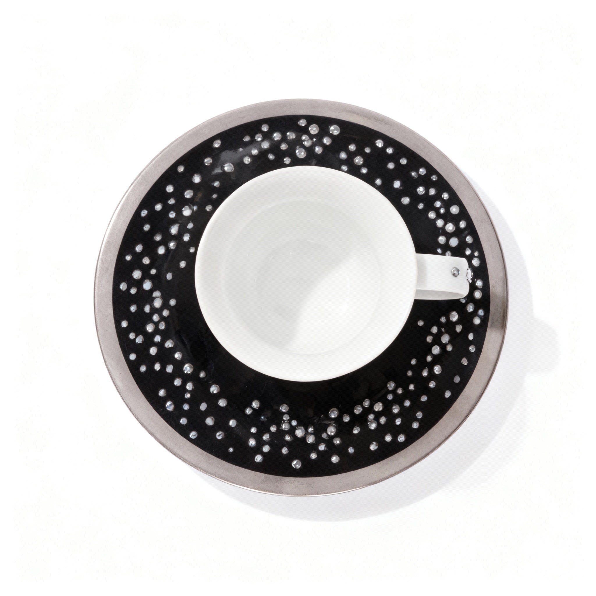 Manufacture De Monaco. Coffee Cup & Saucer Studded with Swarovski. Small Size