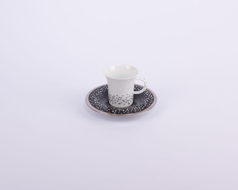 Manufacture De Monaco. Coffee Cup & Saucer Studded with Swarovski. Small Size