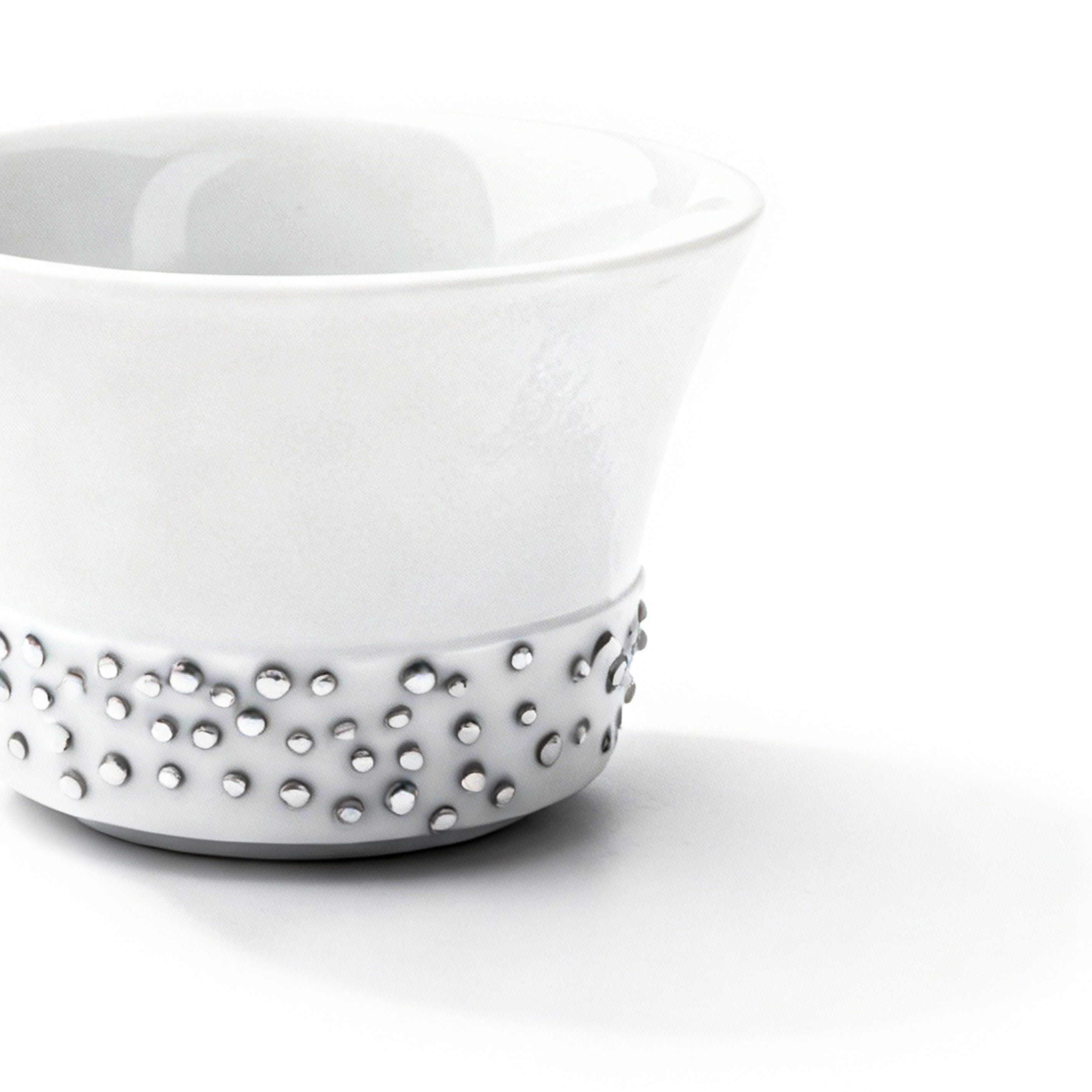 Manufacture De Monaco. A set of 6 White Coffee Cup Studded with Swarovski. Small Size