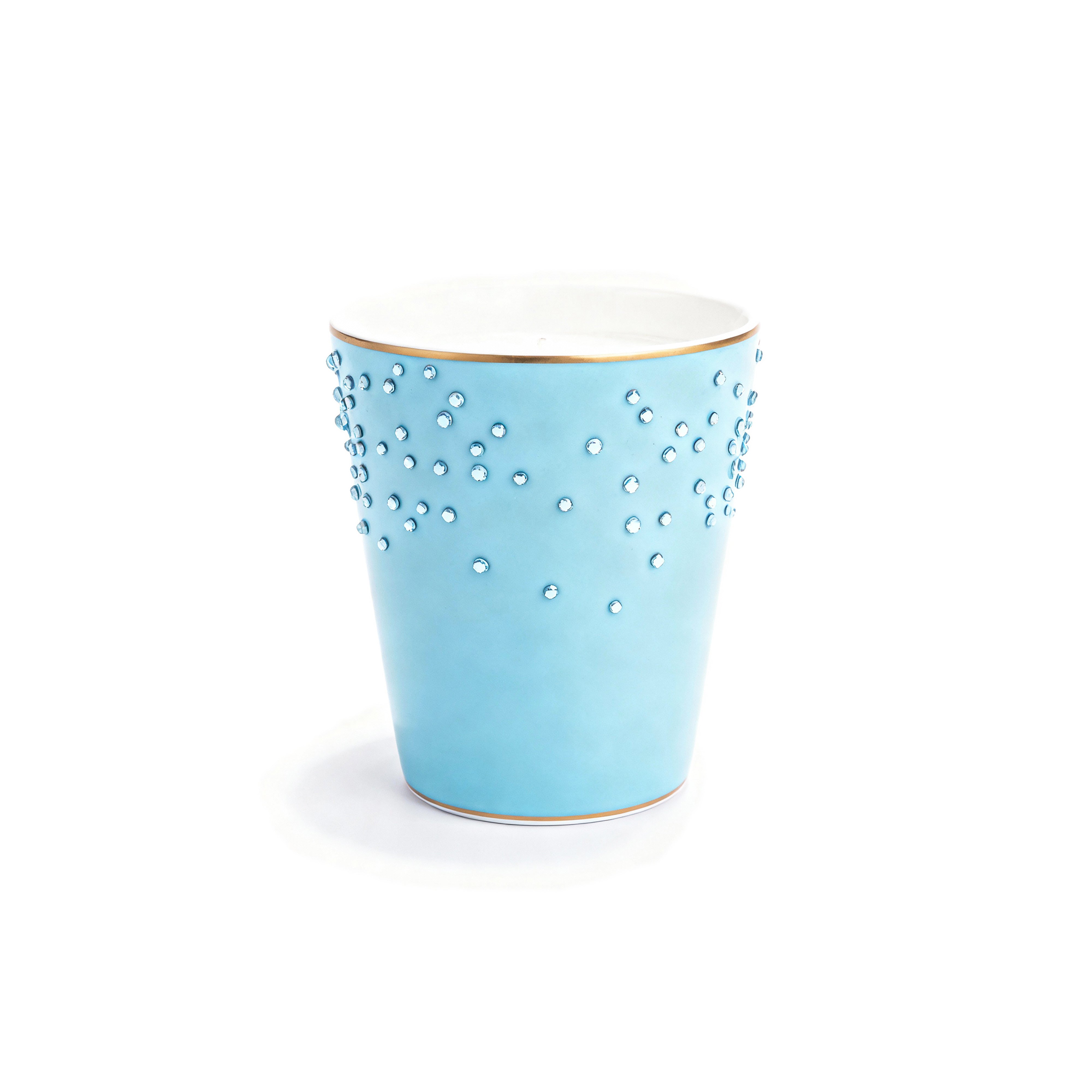 Manufacture De Monaco. Porcelain Decorative Candle with Blue Swarovski. Small Size
