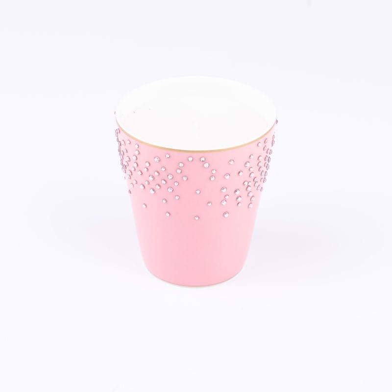 Manufacture De Monaco. Pink Porcelain Decorative Candle with Swarovski. Small Size