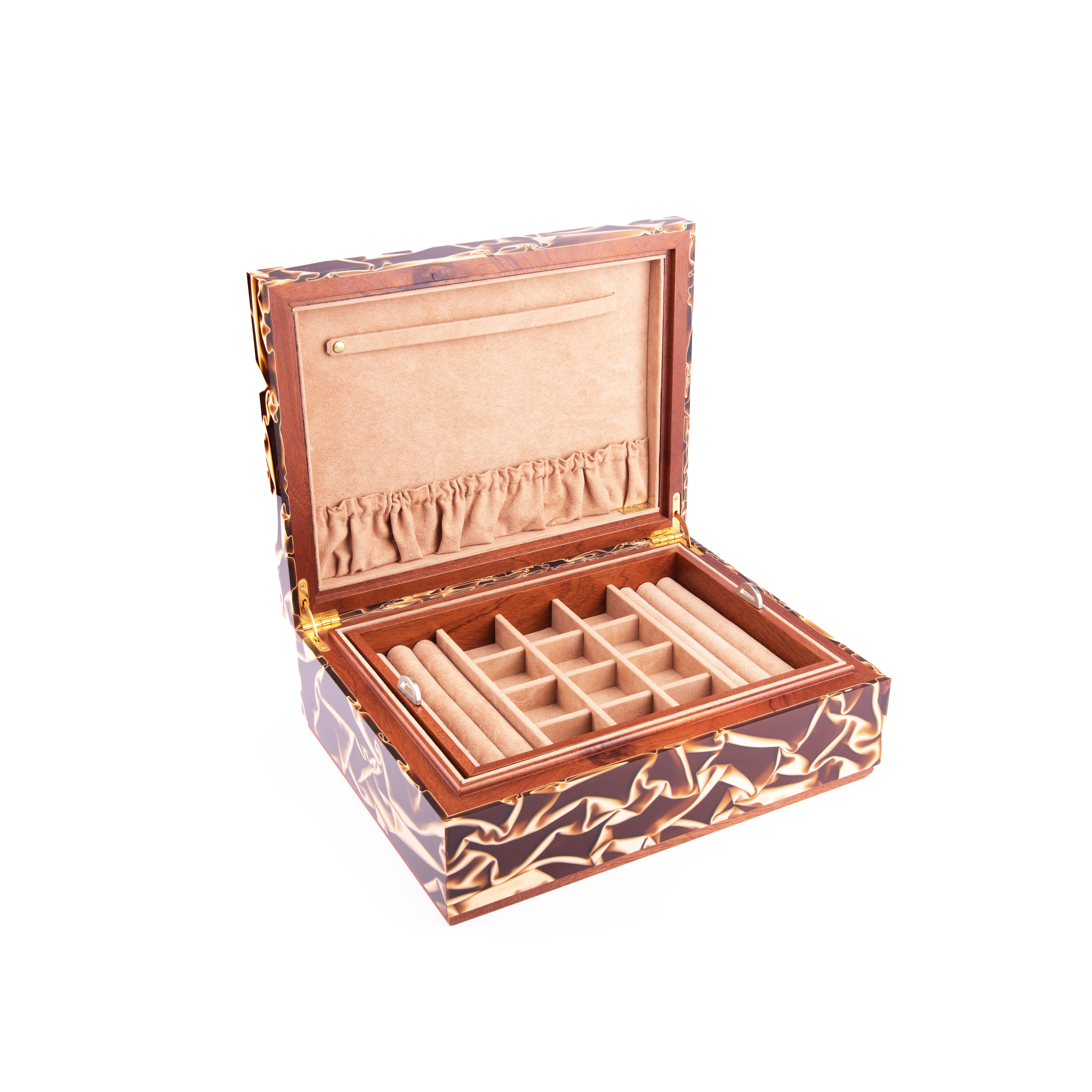 Mastro de Paja. Brown Wooden Jewellery Box. Large Size
