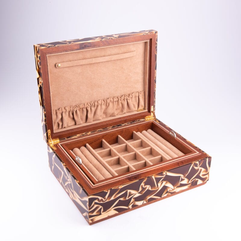 Mastro de Paja. Brown Wooden Jewellery Box. Large Size