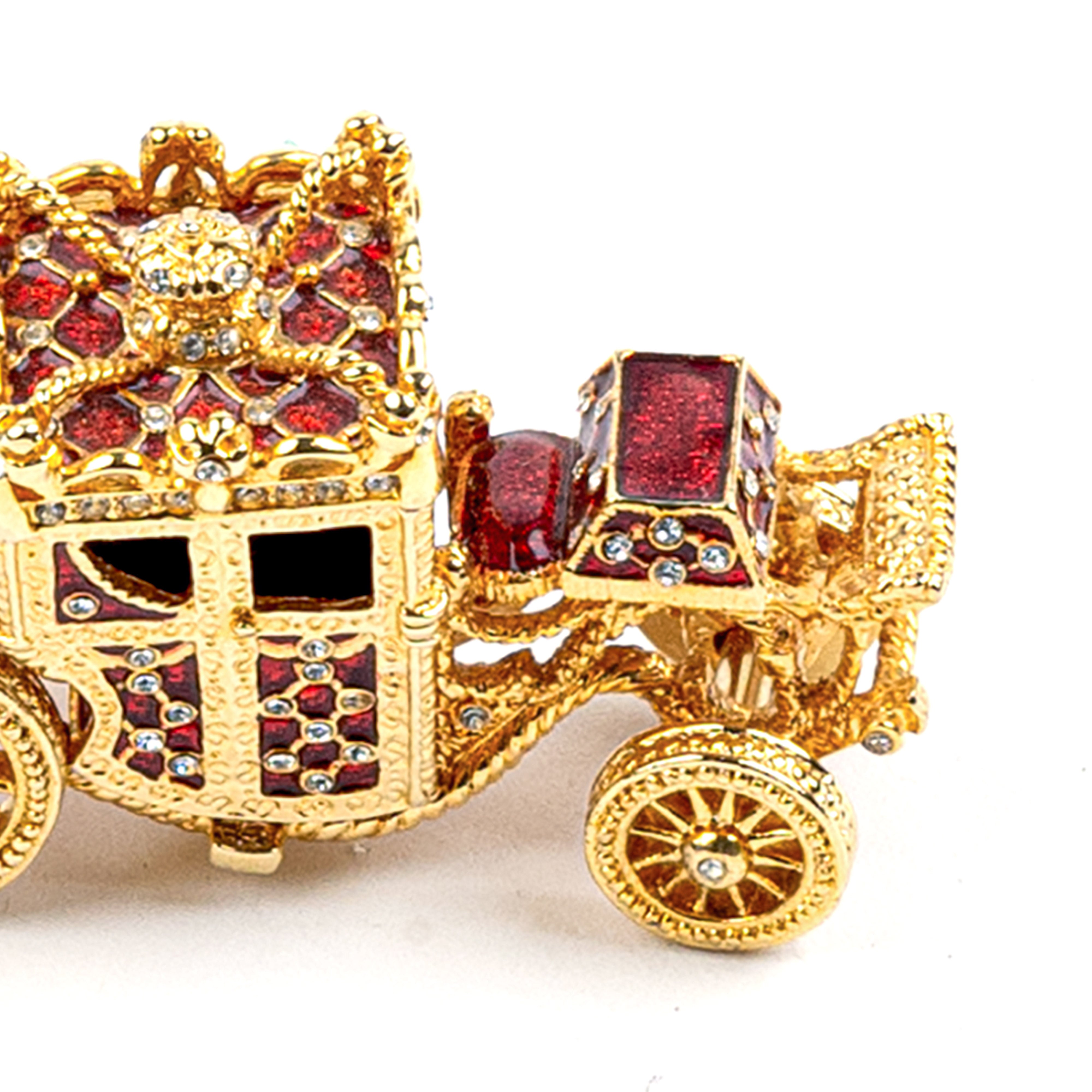 Arts & Civilisations. Fabergé Enamel Cinderella Carriage Jewellery Box. Small Size