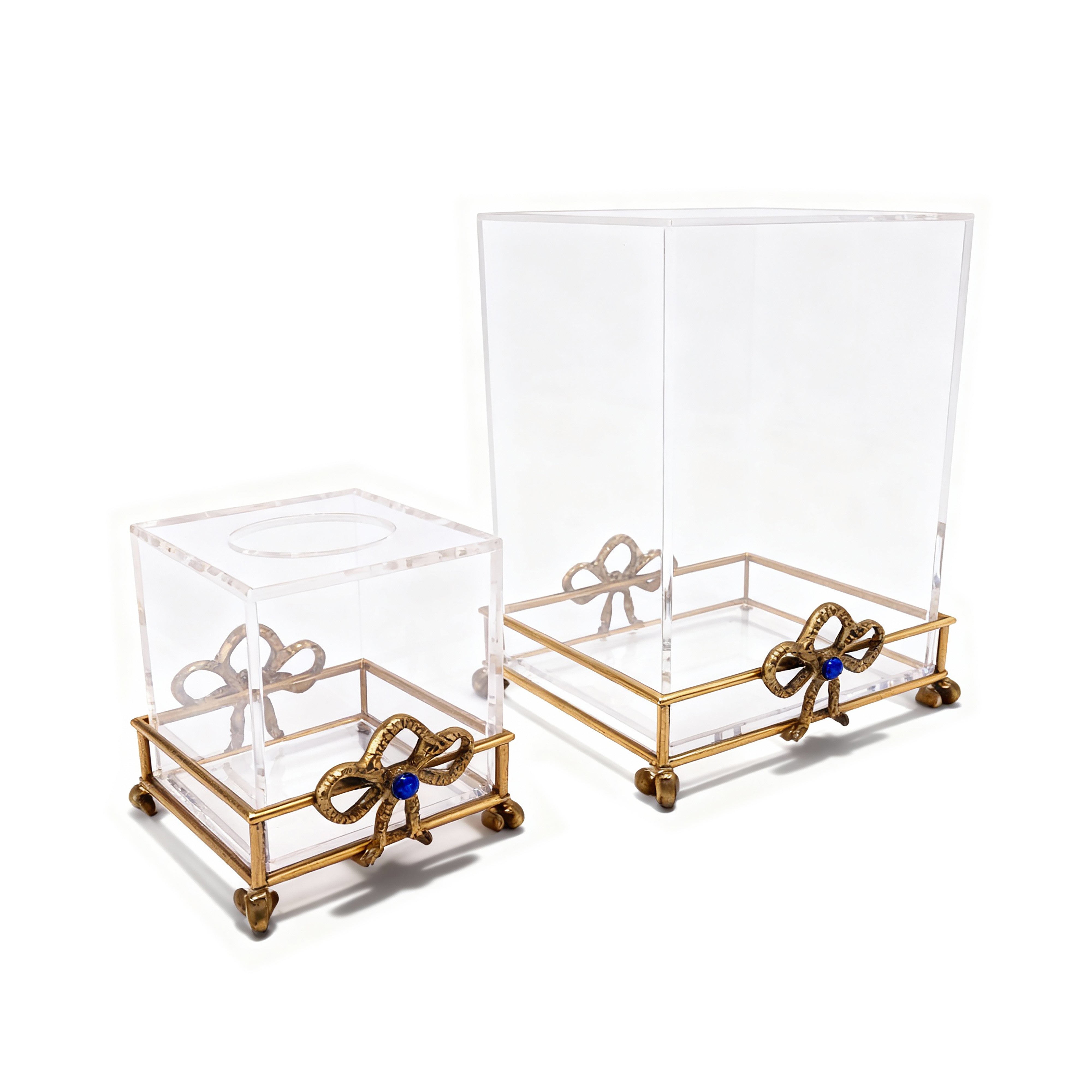 Selezioni Domus. A Set of Classic Tissue Box & Wastebasket With Blue Stone