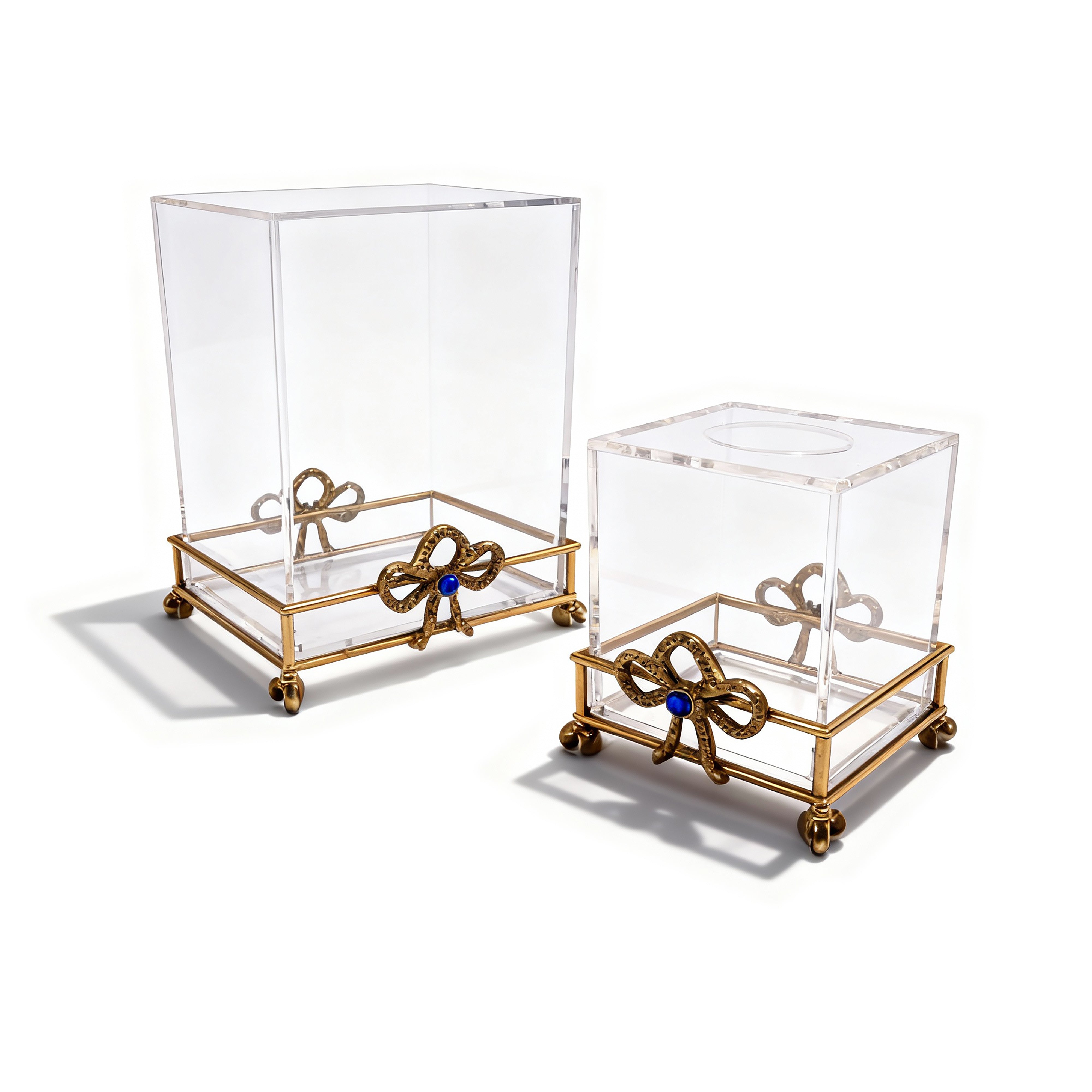 Selezioni Domus. A Set of Classic Tissue Box & Wastebasket With Blue Stone