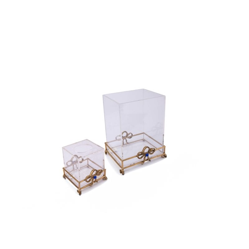 Selezioni Domus. A Set of Classic Tissue Box & Wastebasket With Blue Stone