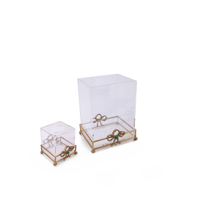 Selezioni Domus. A Set of Classic Tissue Box & Waste Basket With Green Stone