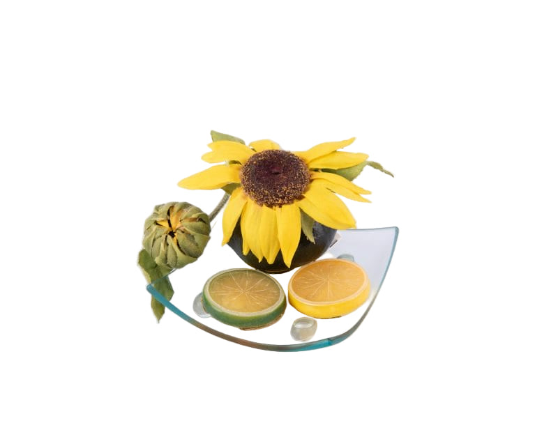 Immortalis Botanicals. Glass Figurine with Sunflower.  Small Size