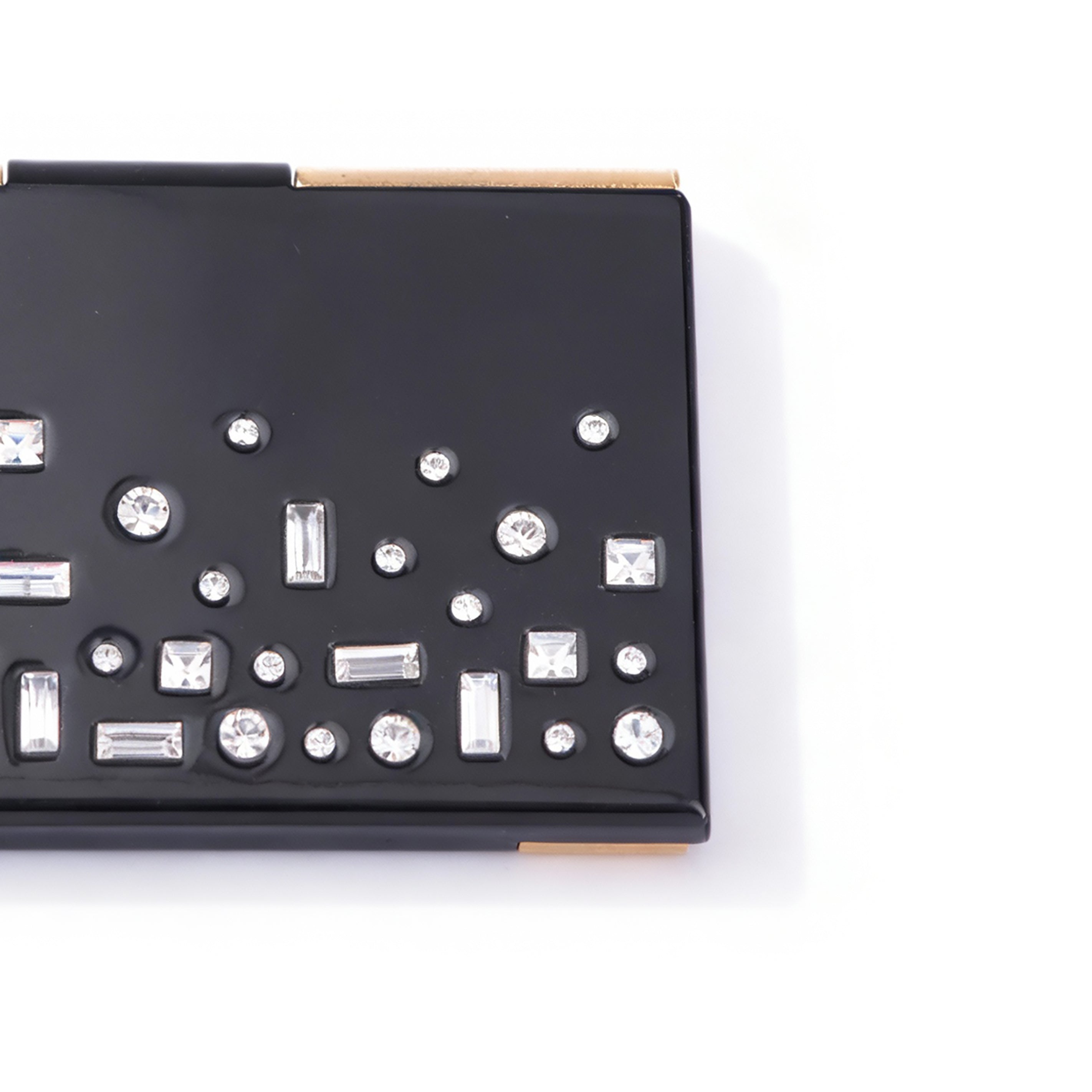 Triple C Design. Black Card Holder Studded with Crystals. Small Size