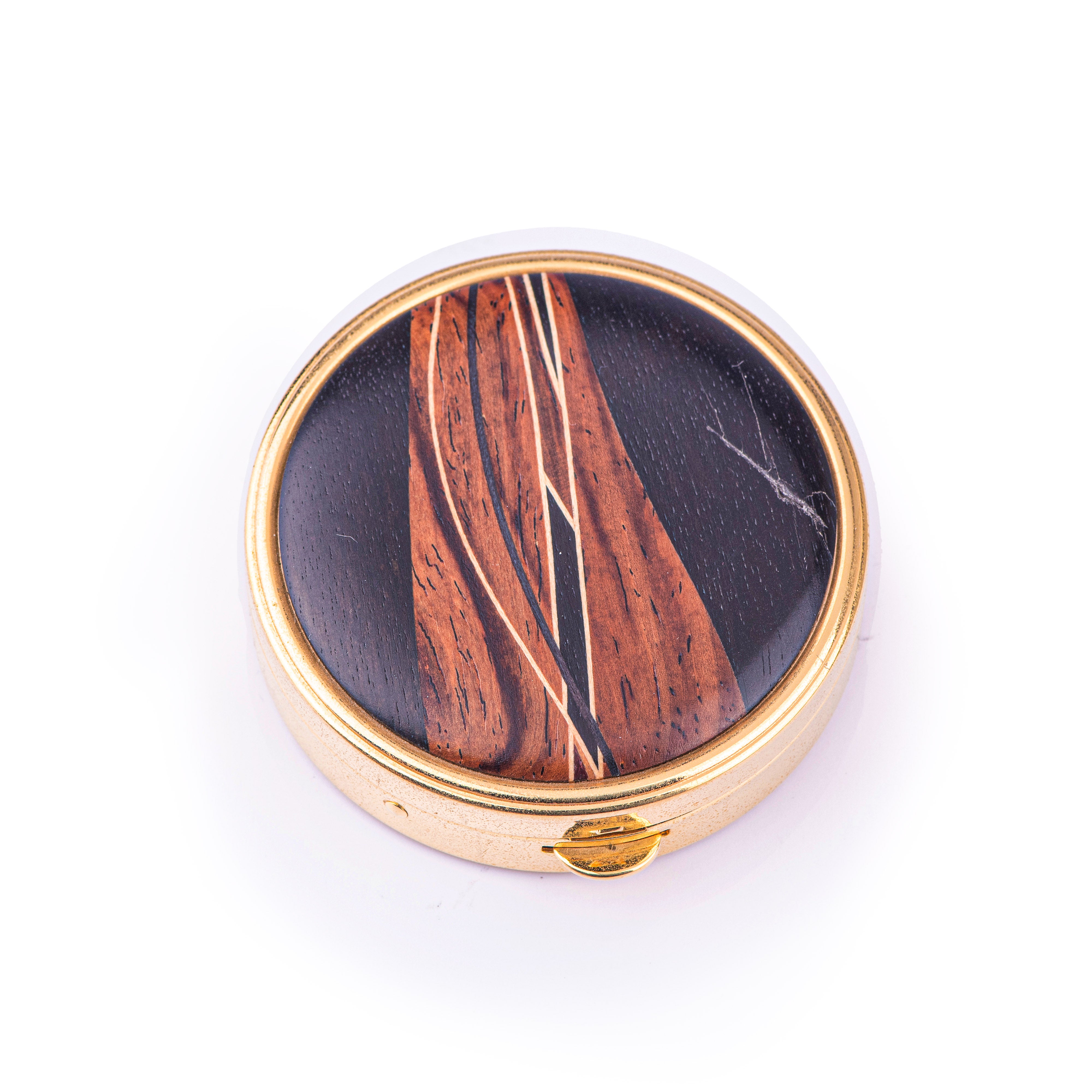 Davin Kesler. Handmade Pill Case With Inlay Brown & Black Wood